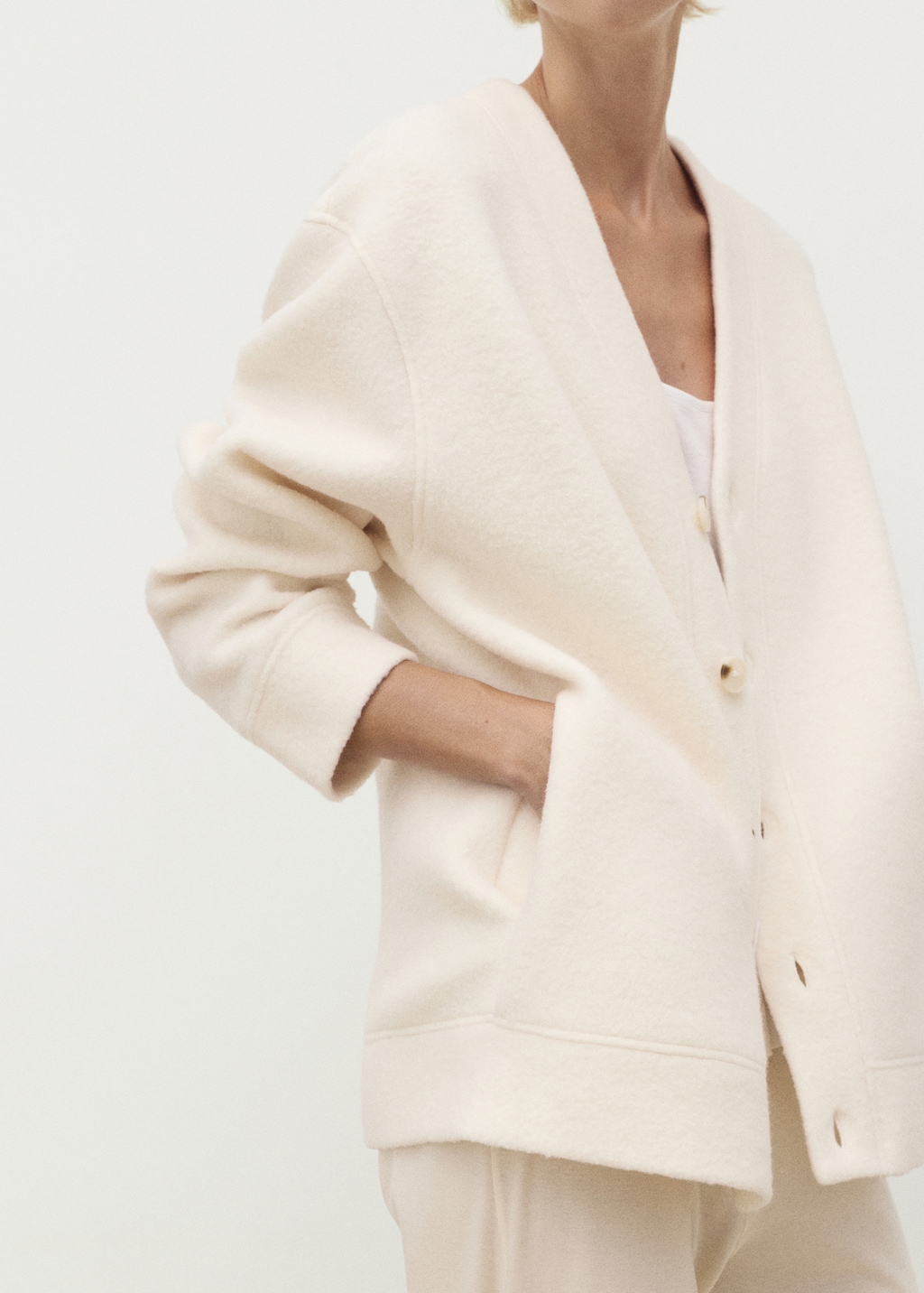 Cotton and wool cardigan with button fasteners