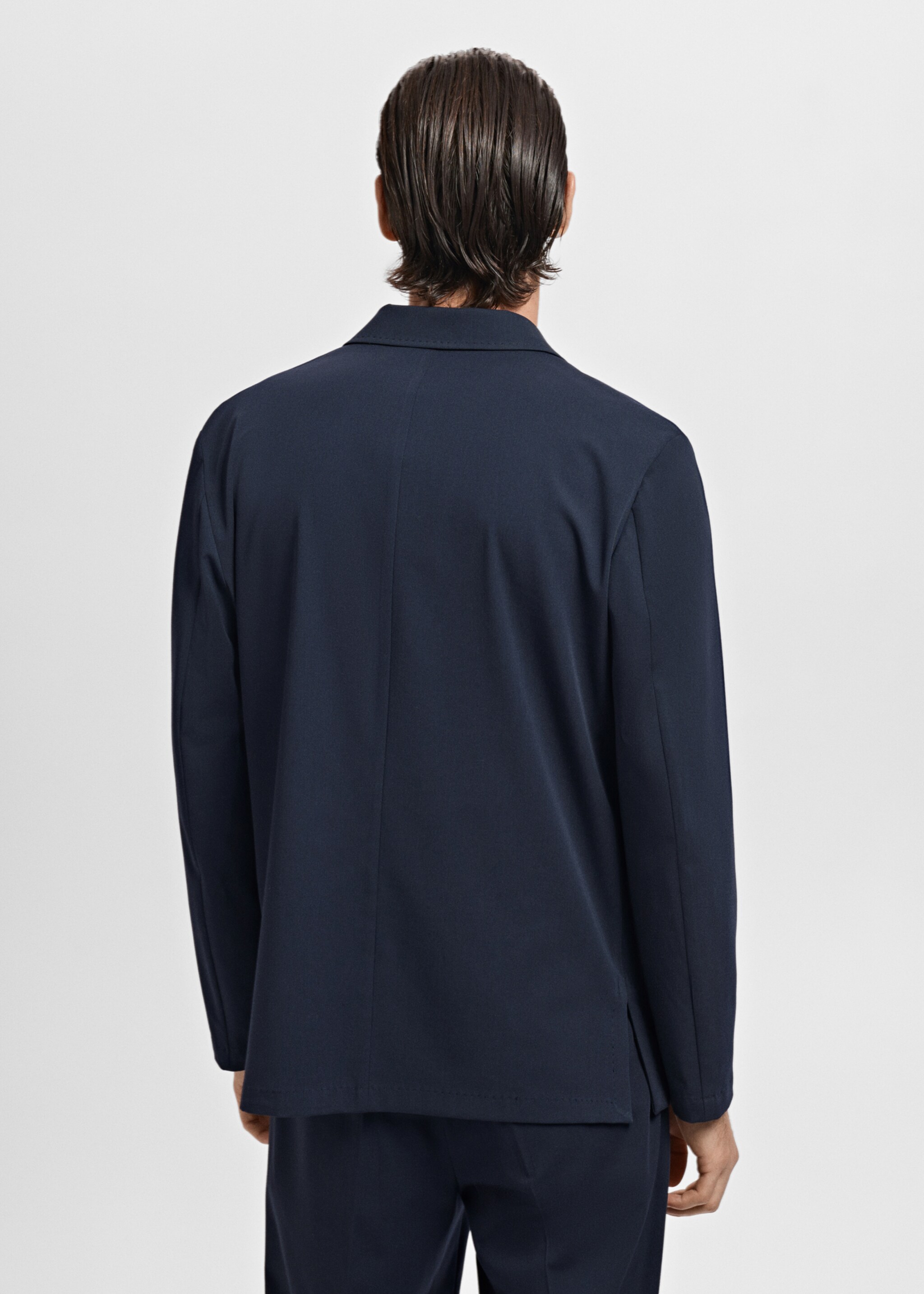 Americana traje slim fit bolsillos - Reverso del artículo, Azul marino. Ref: 17025152-01.