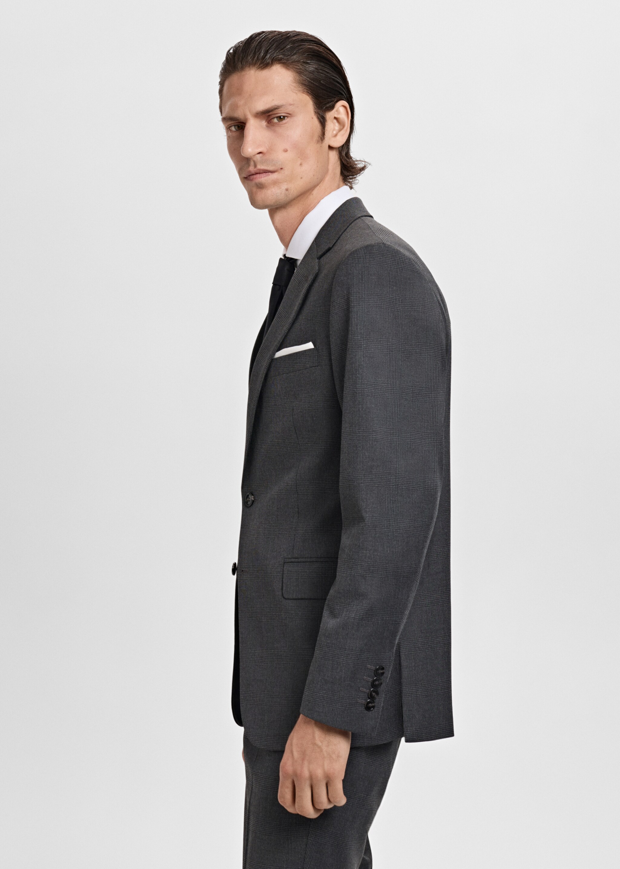 Milan slim-fit suit jacket - Details of the article 2, Dark Heather Grey. Ref: 17025154-01.