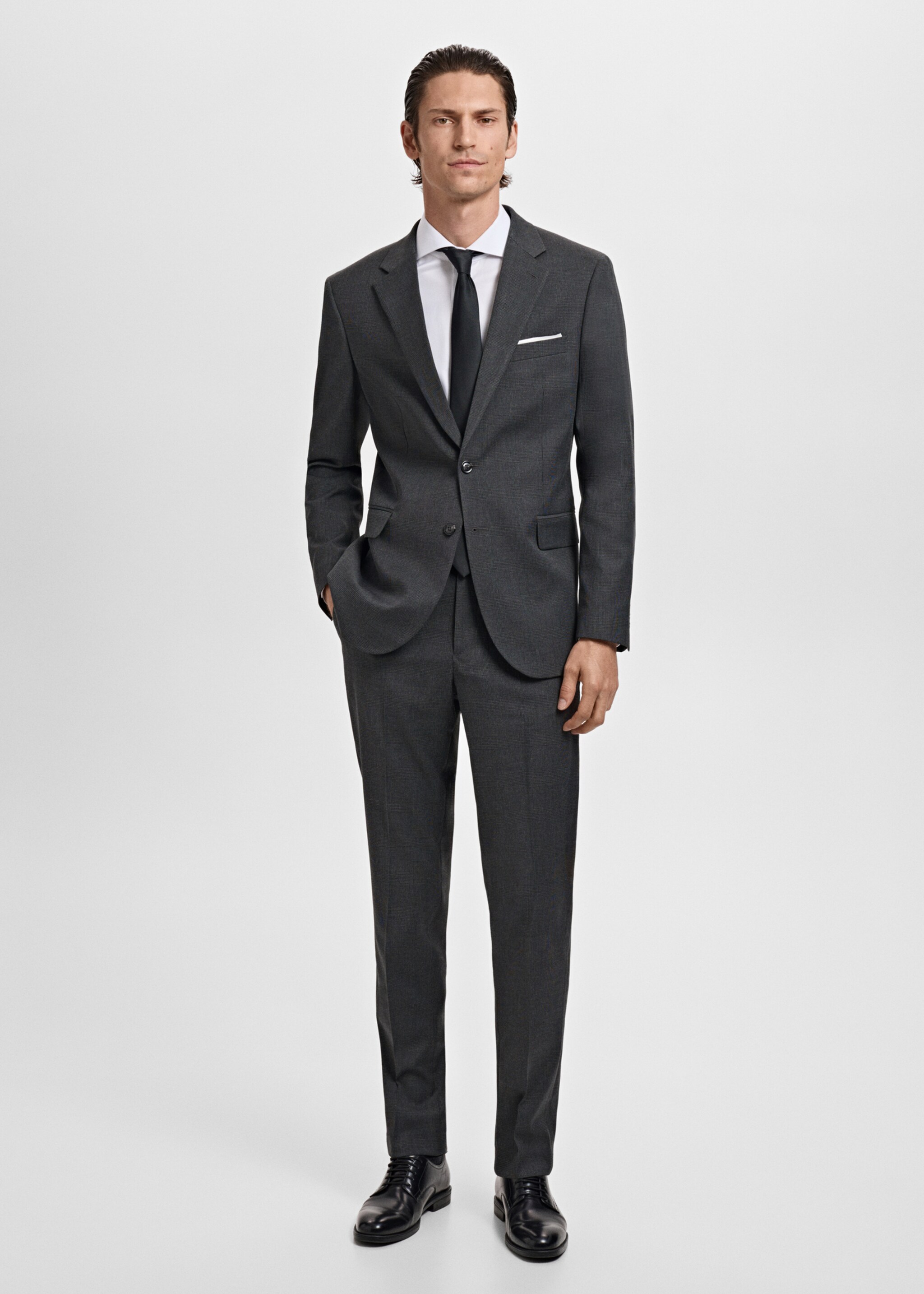 Milan slim-fit suit jacket - General plane, Dark Heather Grey. Ref: 17025154-01.
