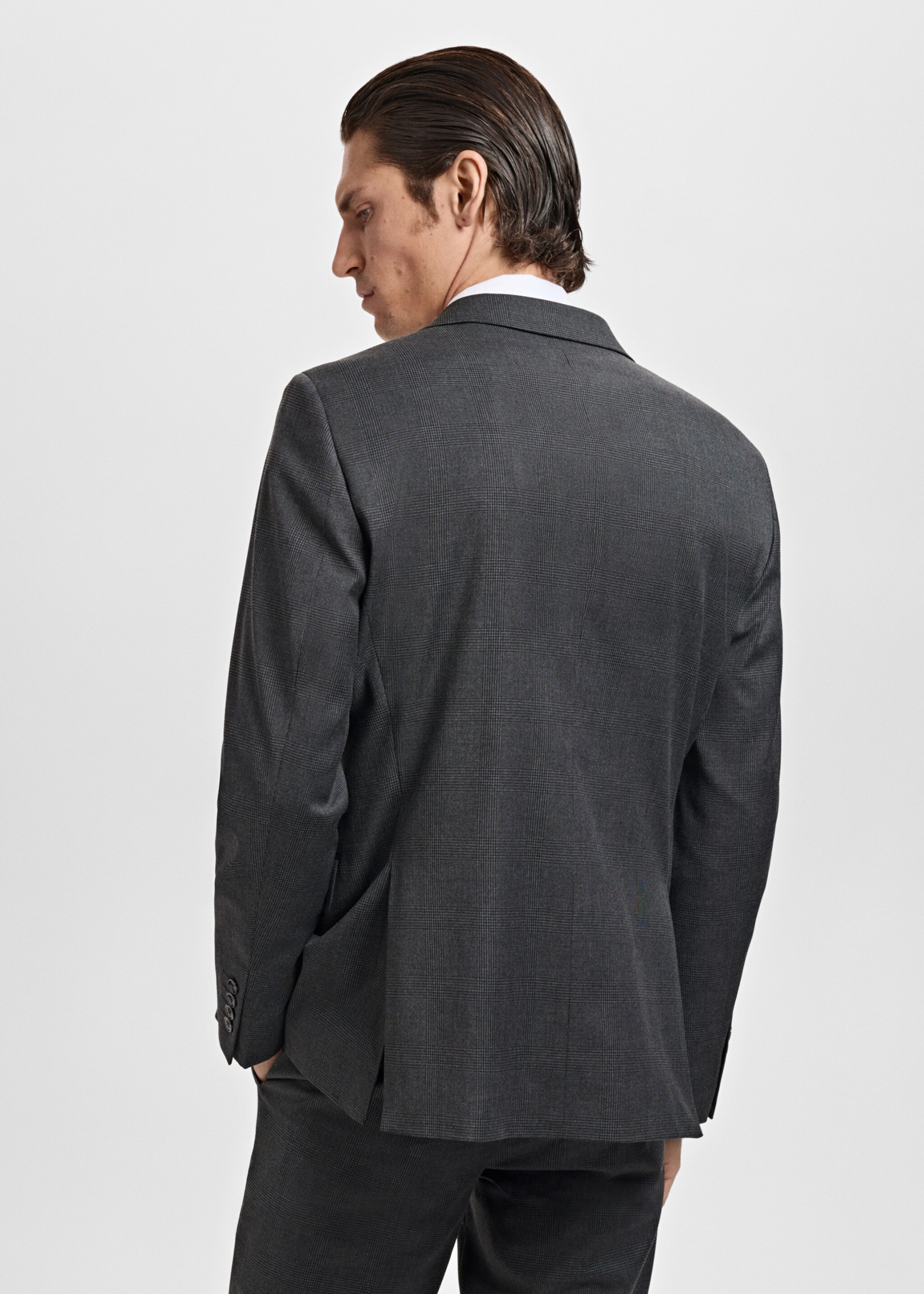 Milan slim-fit suit jacket - Reverse of the article, Dark Heather Grey. Ref: 17025154-01.