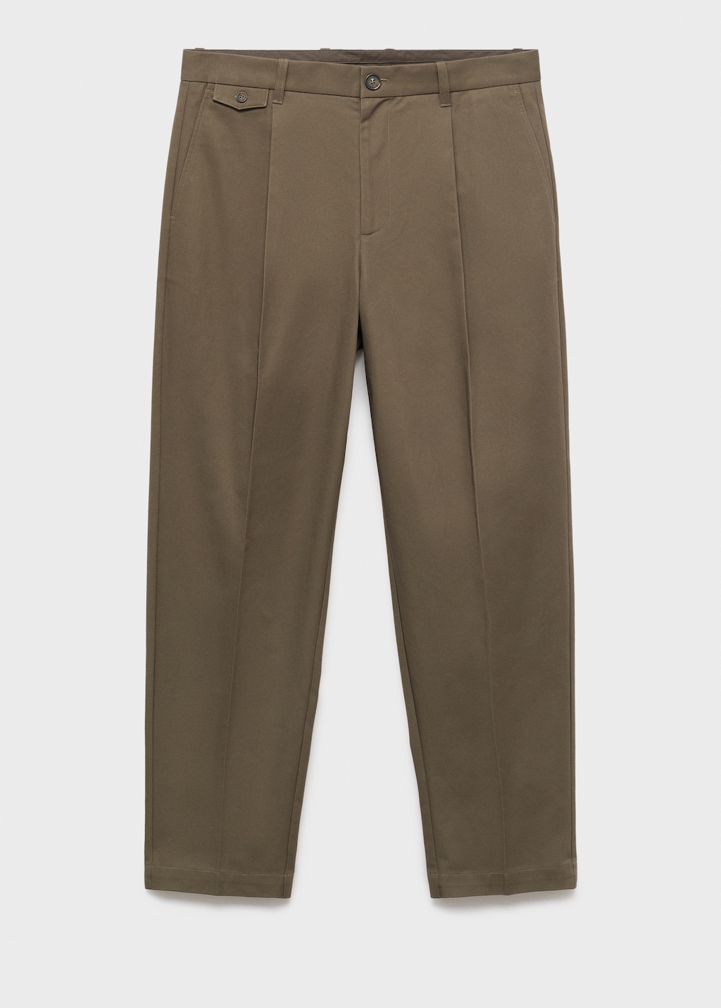 Regular fit pleated cotton pants