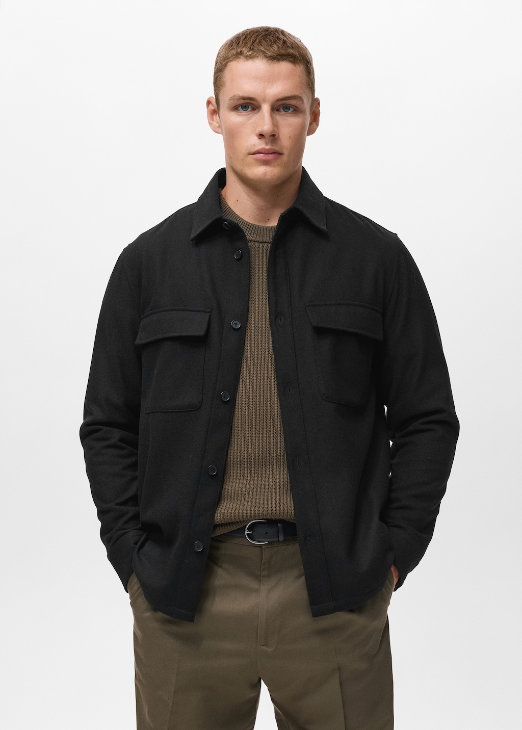 Wool overshirt with pockets