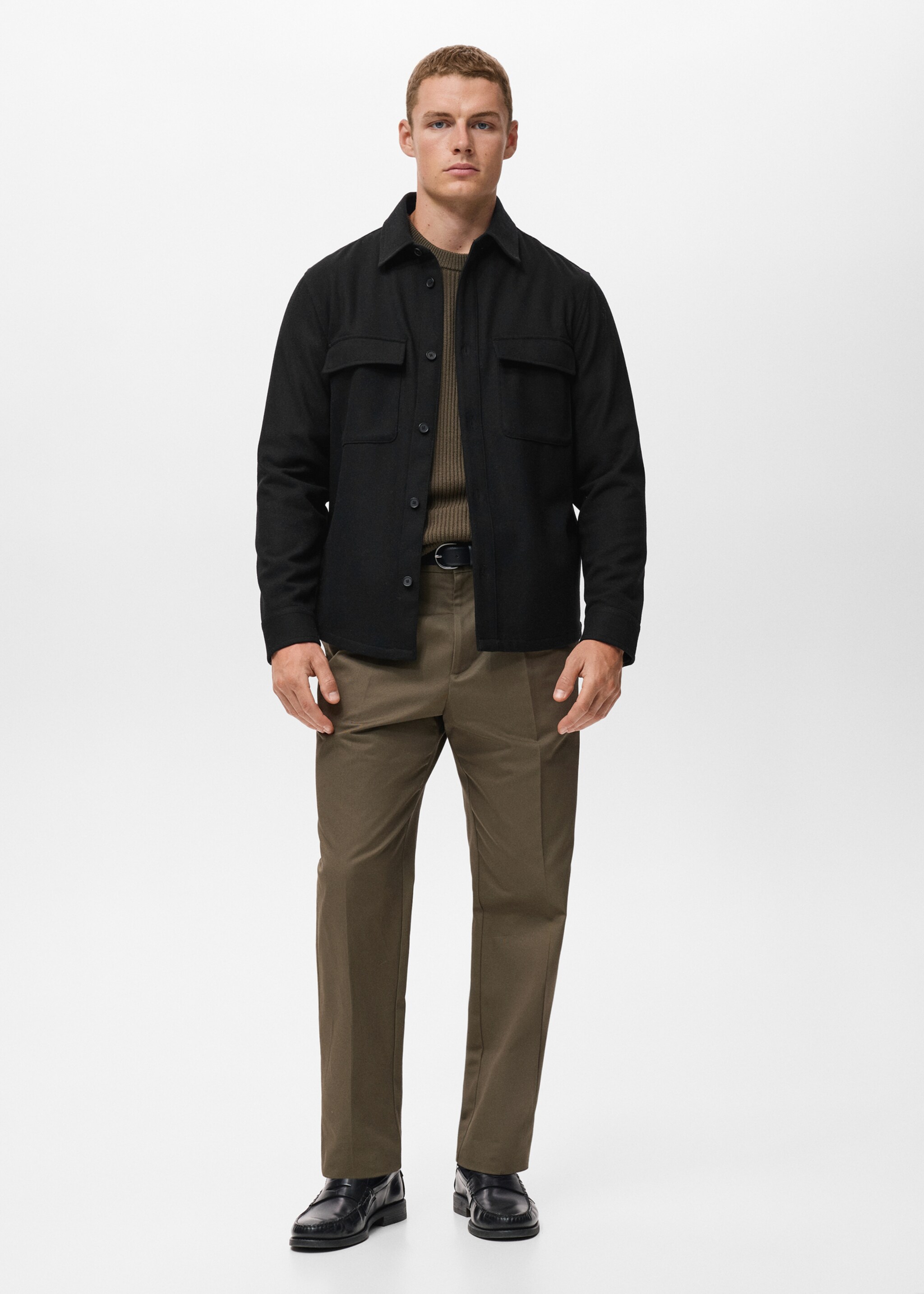 Wool overshirt with pockets - General plane, Black. Ref: 17026724-01.