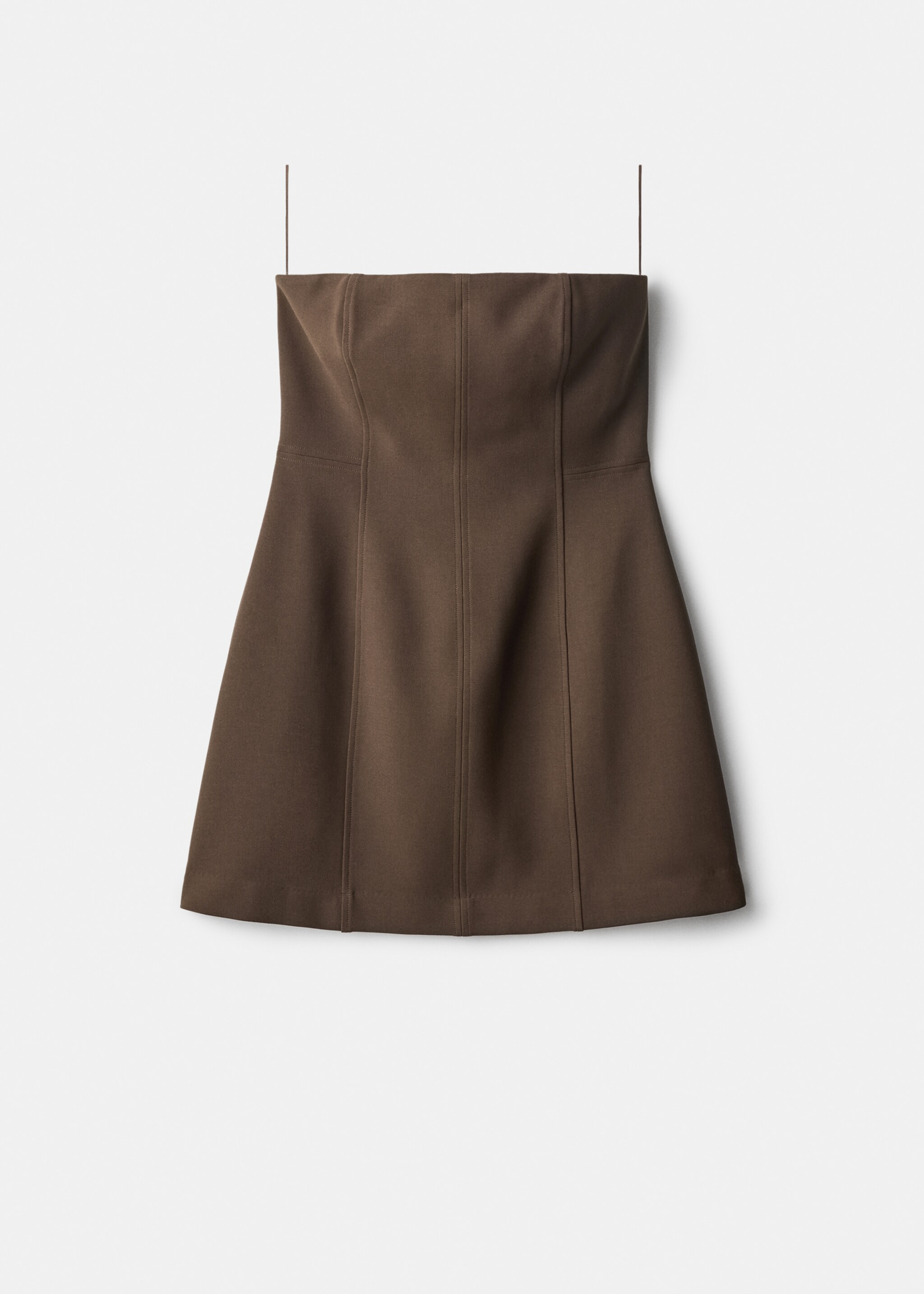 Strapless flared dress - Article without model, Chocolate. Ref: 17027139-01.