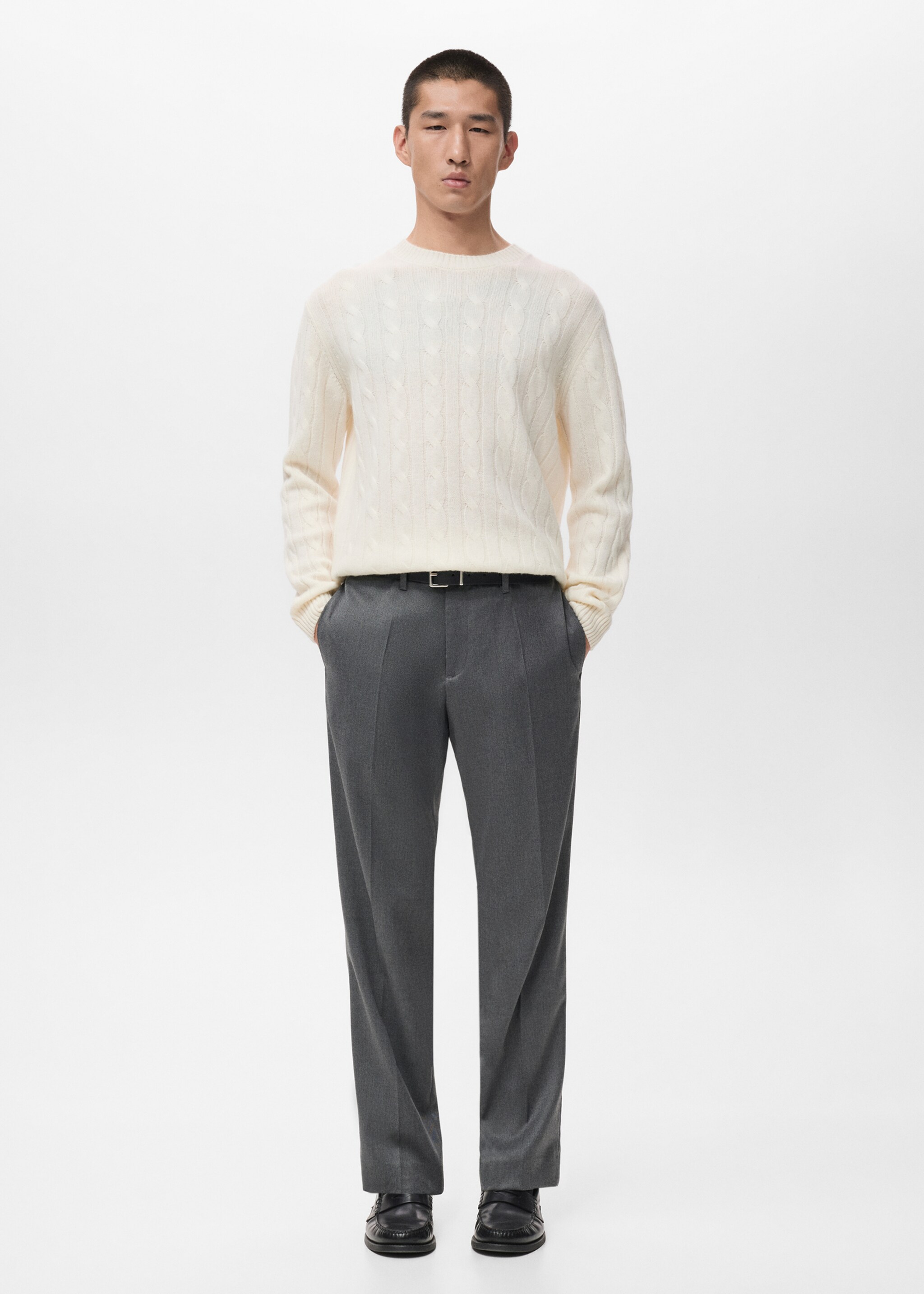 Flowy straight-fit trousers - General plane, Grey. Ref: 17029208-01.