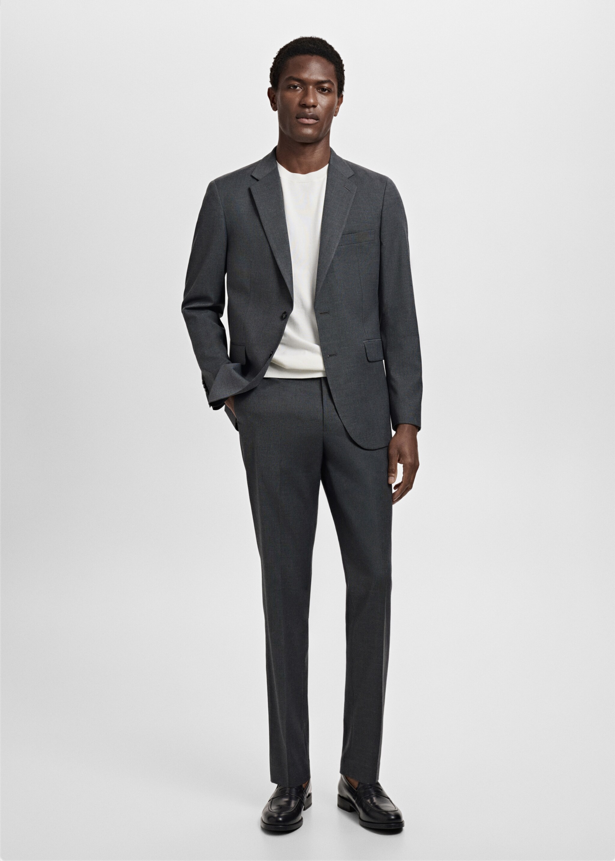 Milan slim-fit suit jacket - General plane, Grey. Ref: 17031235-01.