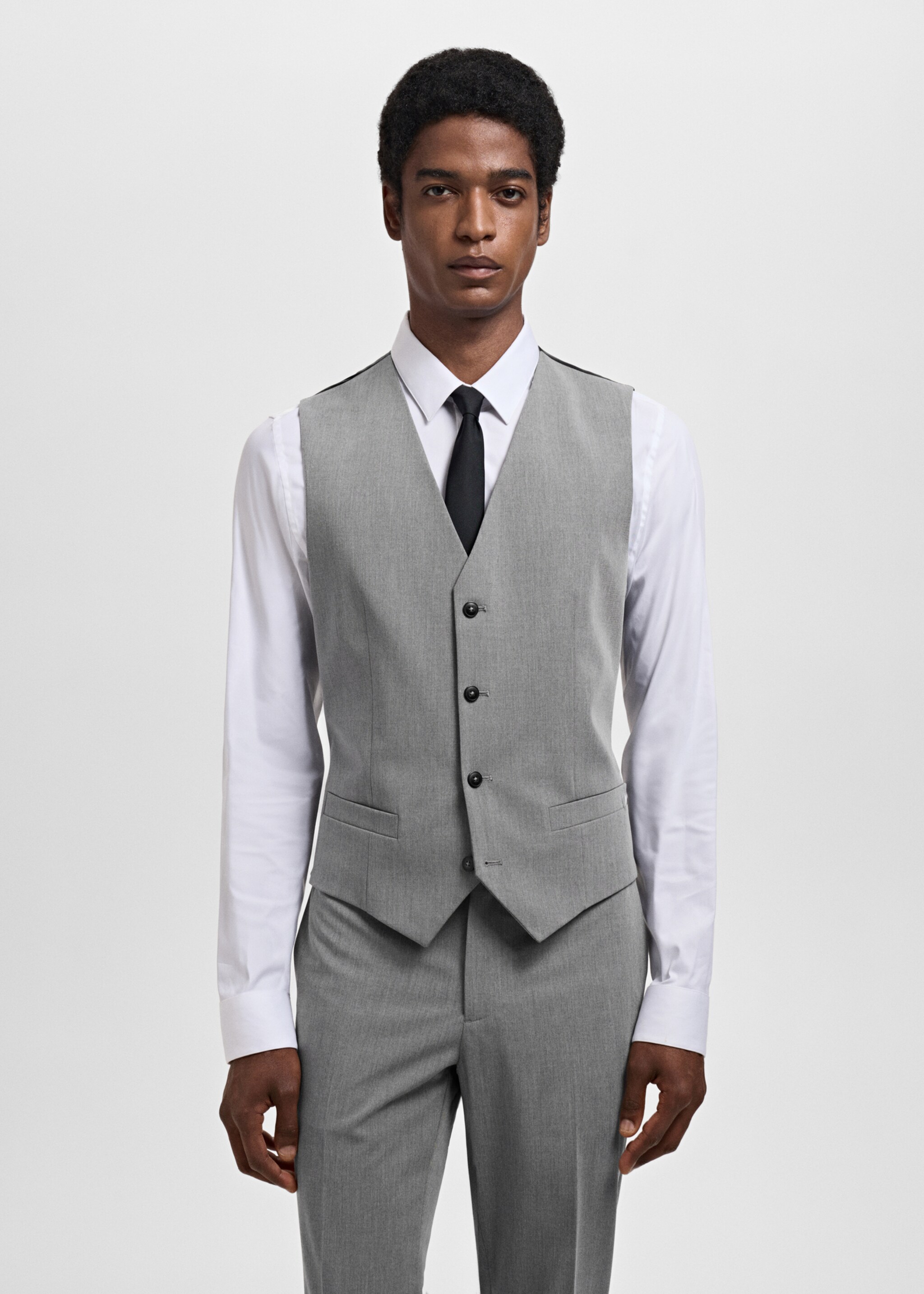 Paris super slim-fit suit waistcoat - Medium plane