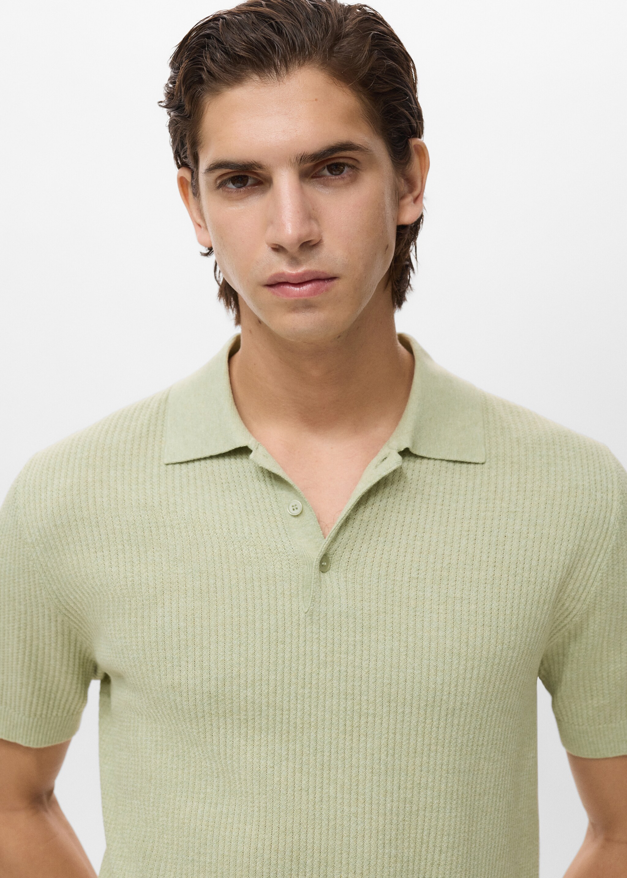 Ribbed knit polo shirt - Details of the article 1