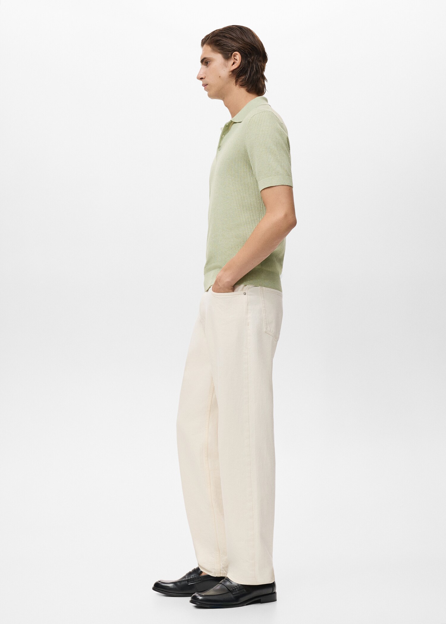 Ribbed knit polo shirt - Details of the article 2