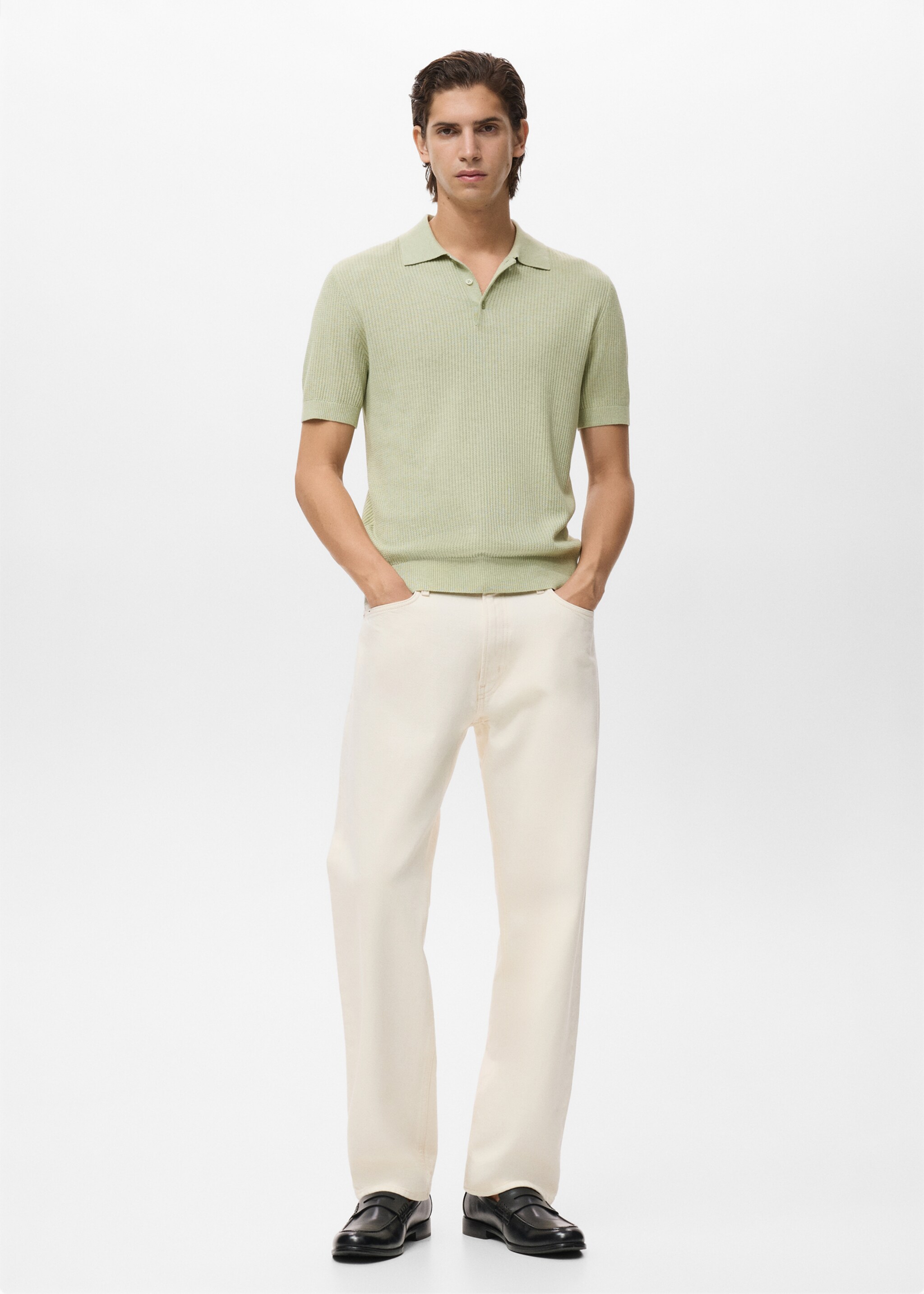 Ribbed knit polo shirt - General plane