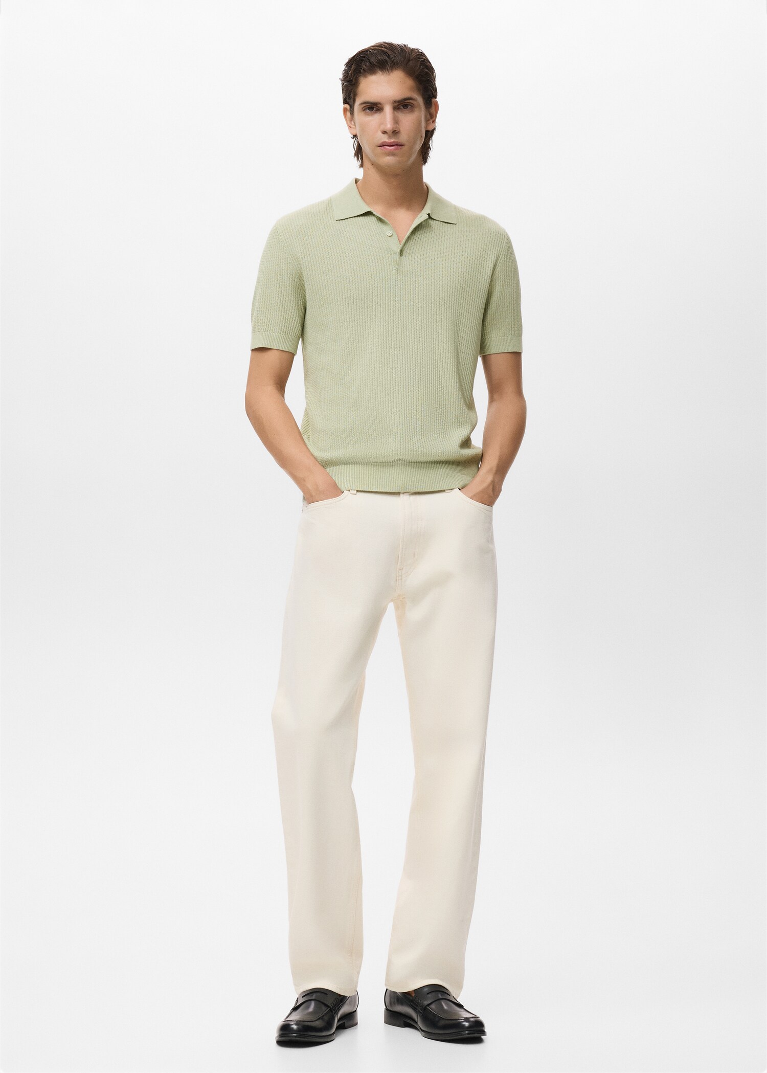 Ribbed knit polo shirt - General plane