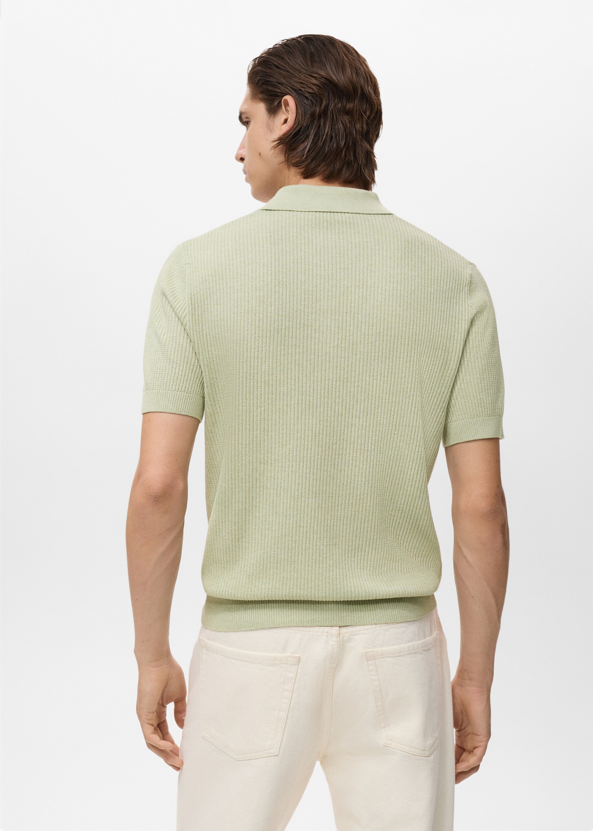 Ribbed knit polo shirt - Reverse of the article