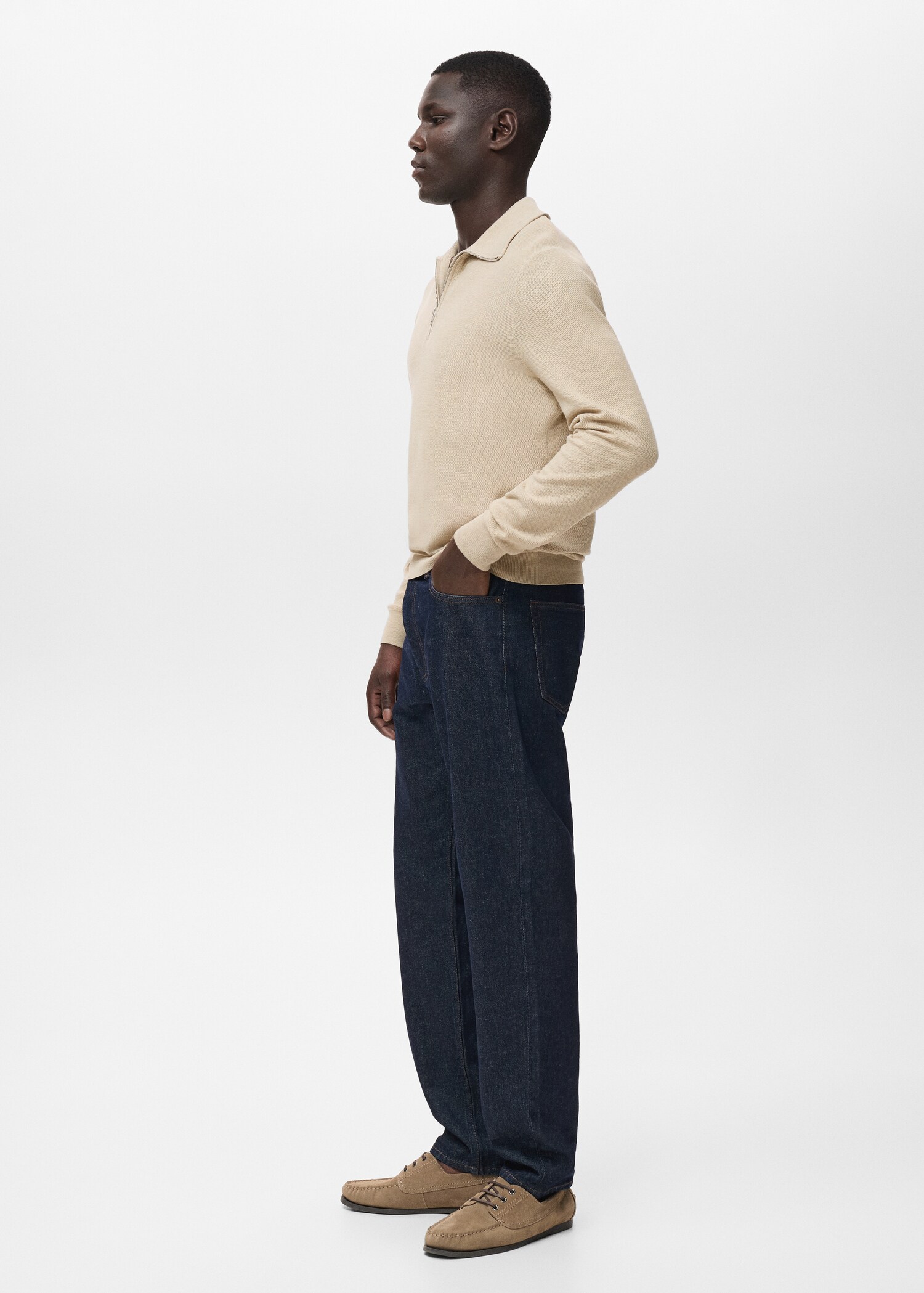 Microstructure sweater with zipper collar - Details of the article 2