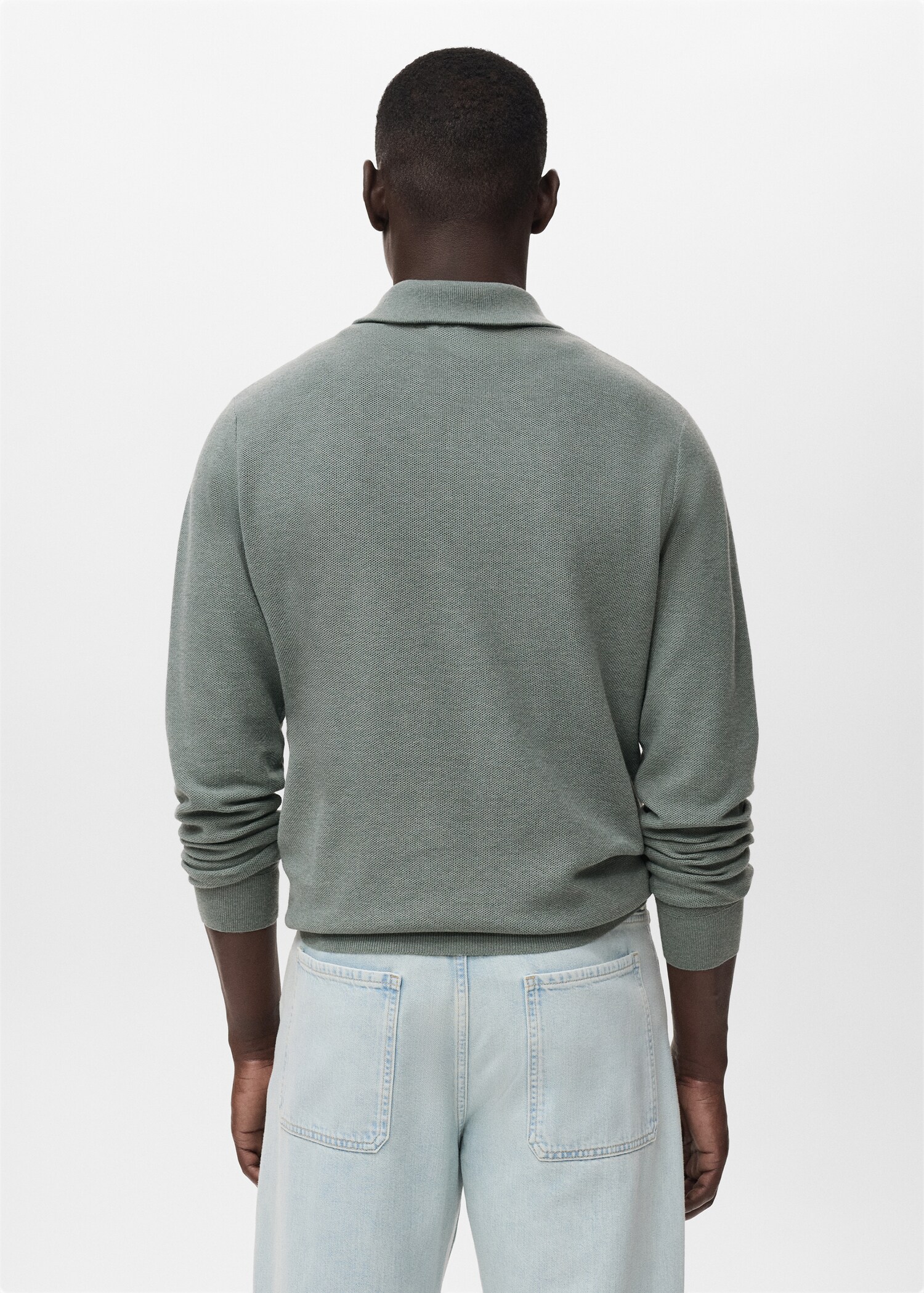Microstructure sweater with zipper collar - Reverse of the article