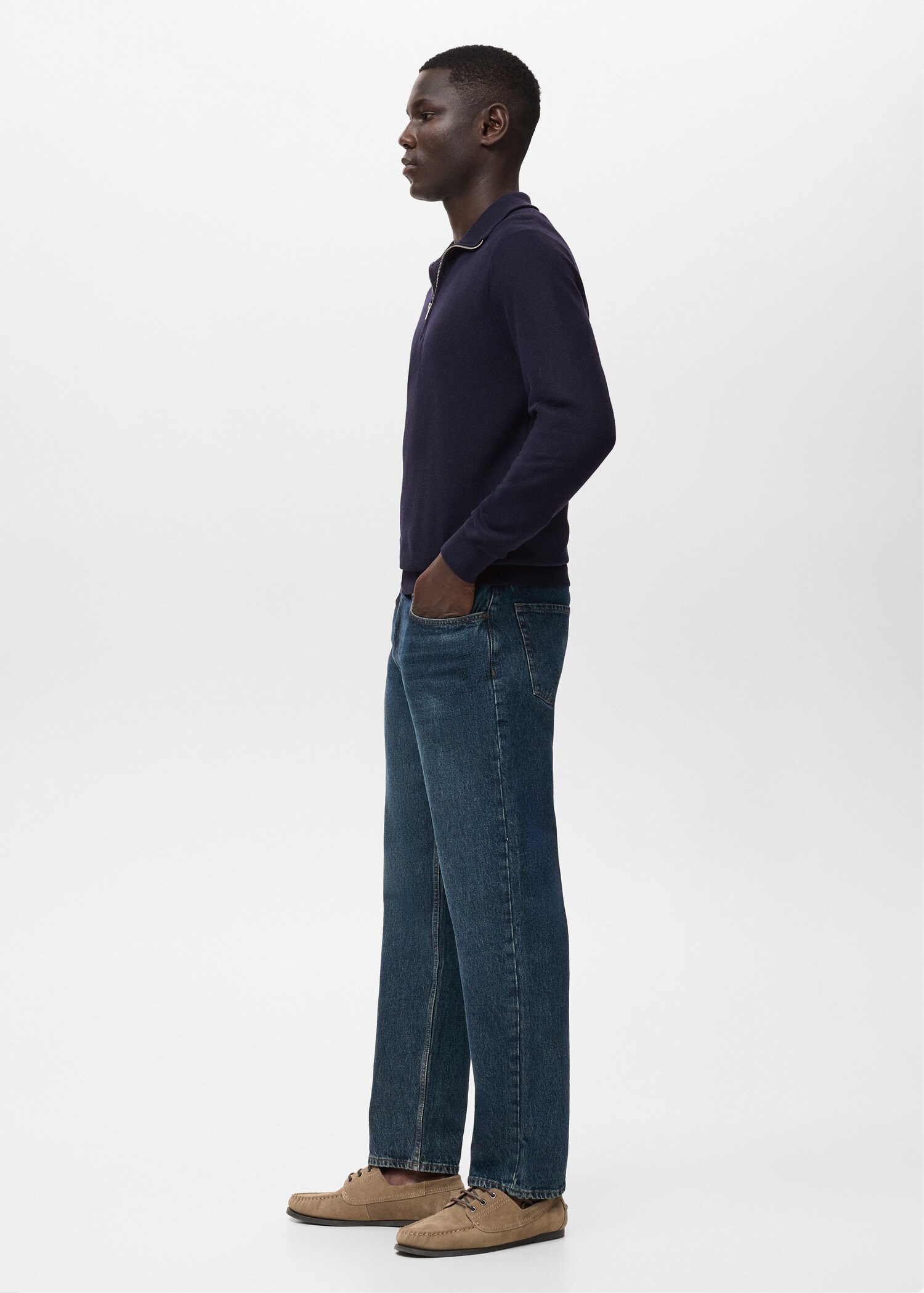 Microstructure sweater with zipper collar - Details of the article 2