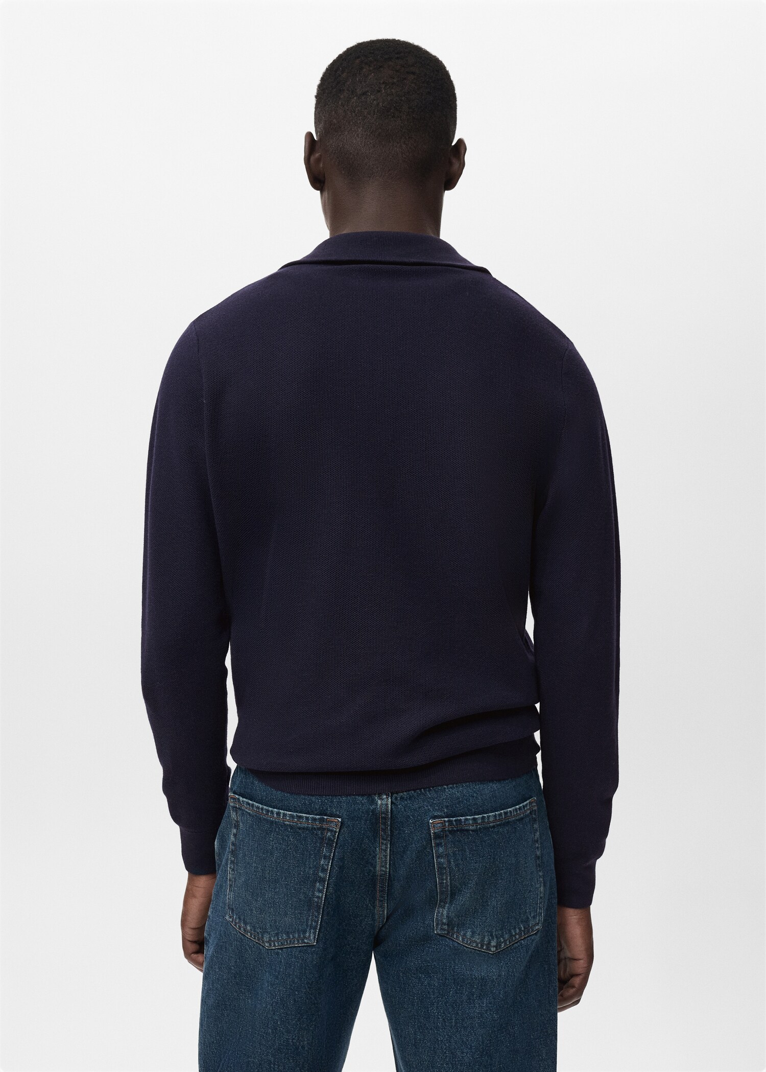 Microstructure sweater with zipper collar - Reverse of the article