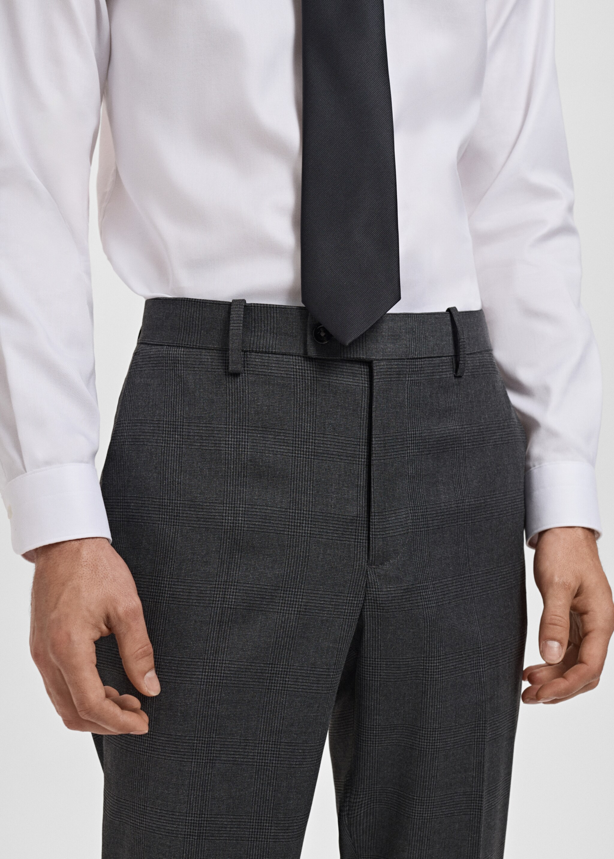 Milan slim-fit suit trousers - Details of the article 1, Dark Heather Grey. Ref: 17035153-01.