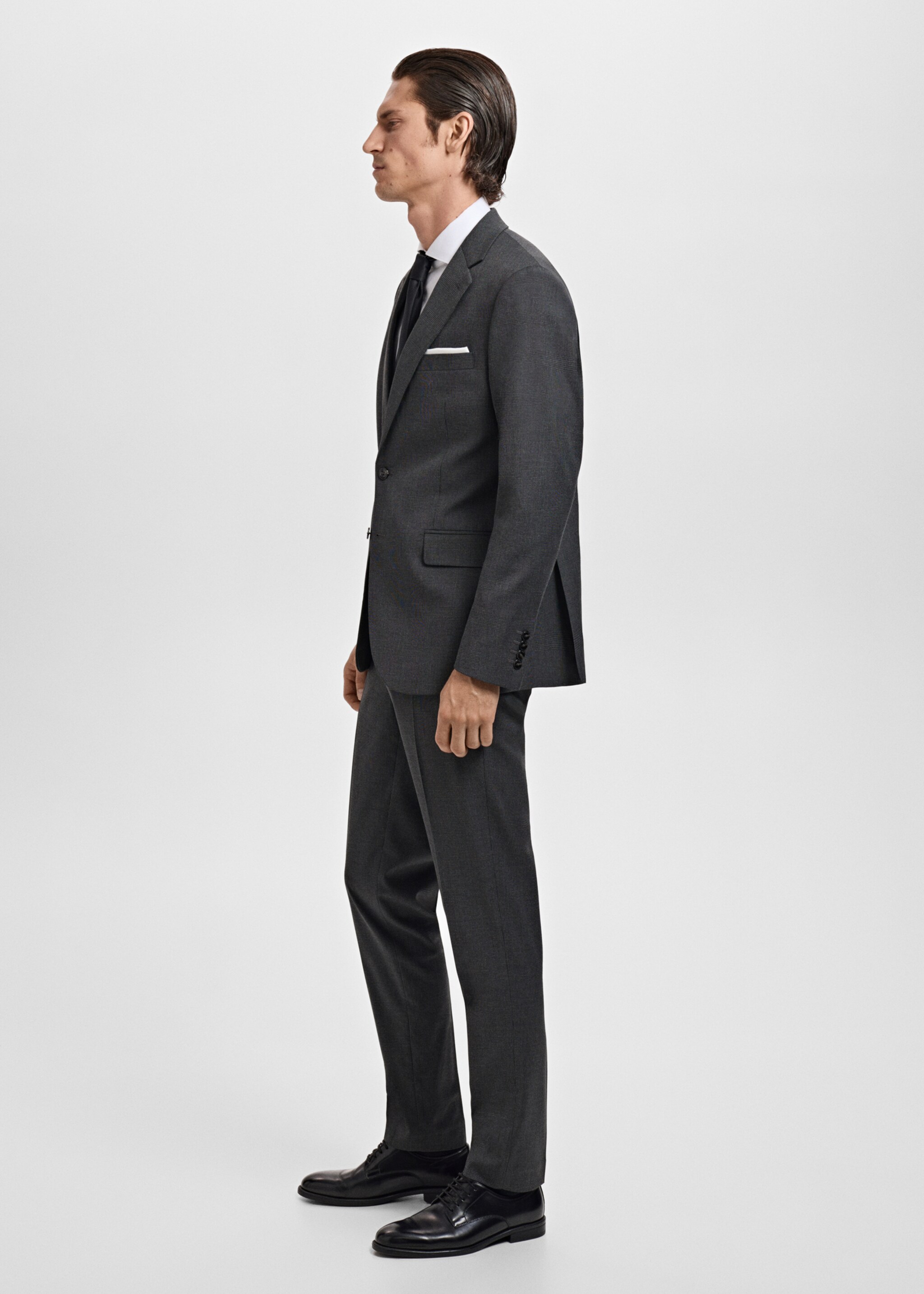 Milan slim-fit suit trousers - Details of the article 3, Dark Heather Grey. Ref: 17035153-01.