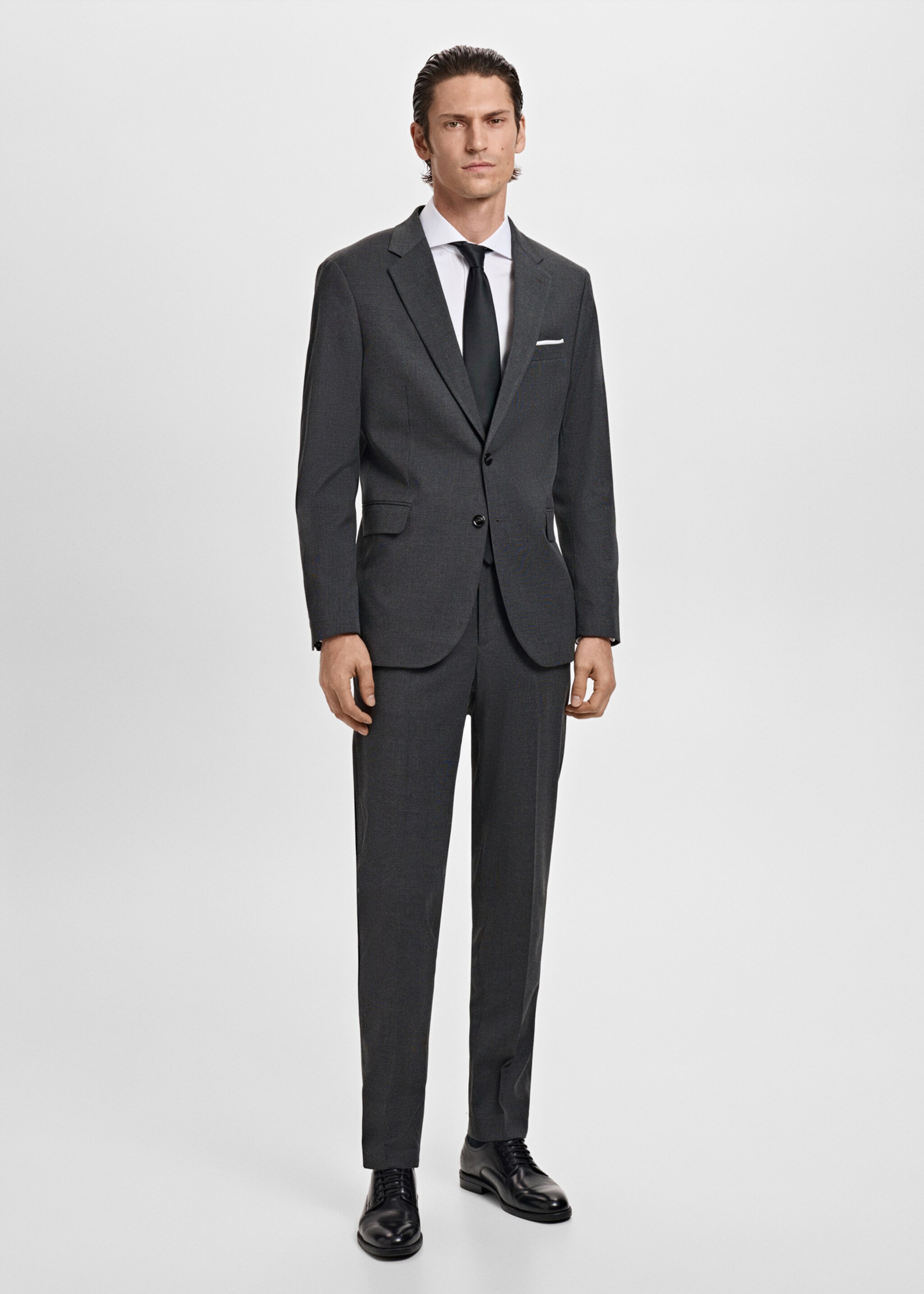Milan slim-fit suit trousers - General plane, Dark Heather Grey. Ref: 17035153-01.