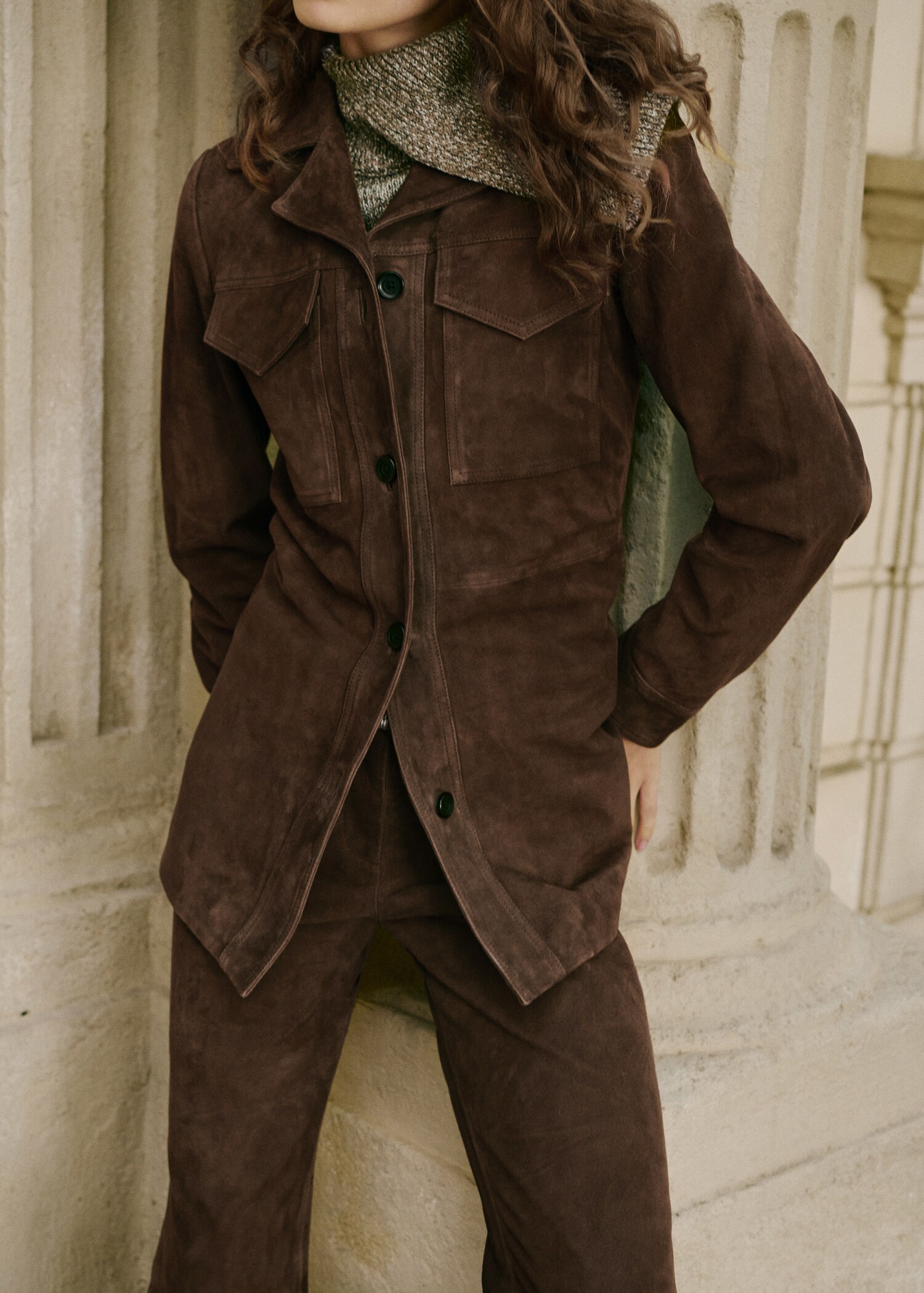 100% suede jacket with pockets - Medium plane