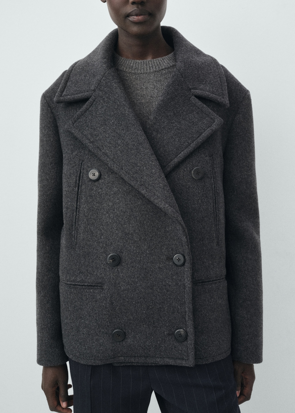 Double-breasted wool coat