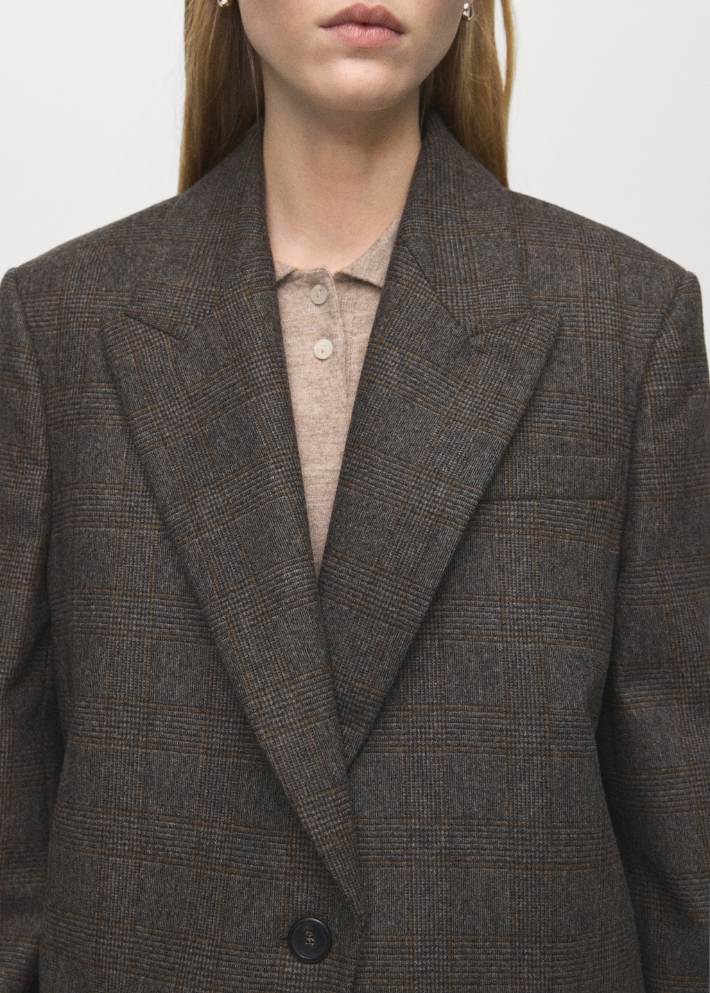 Micro houndstooth wool blazer