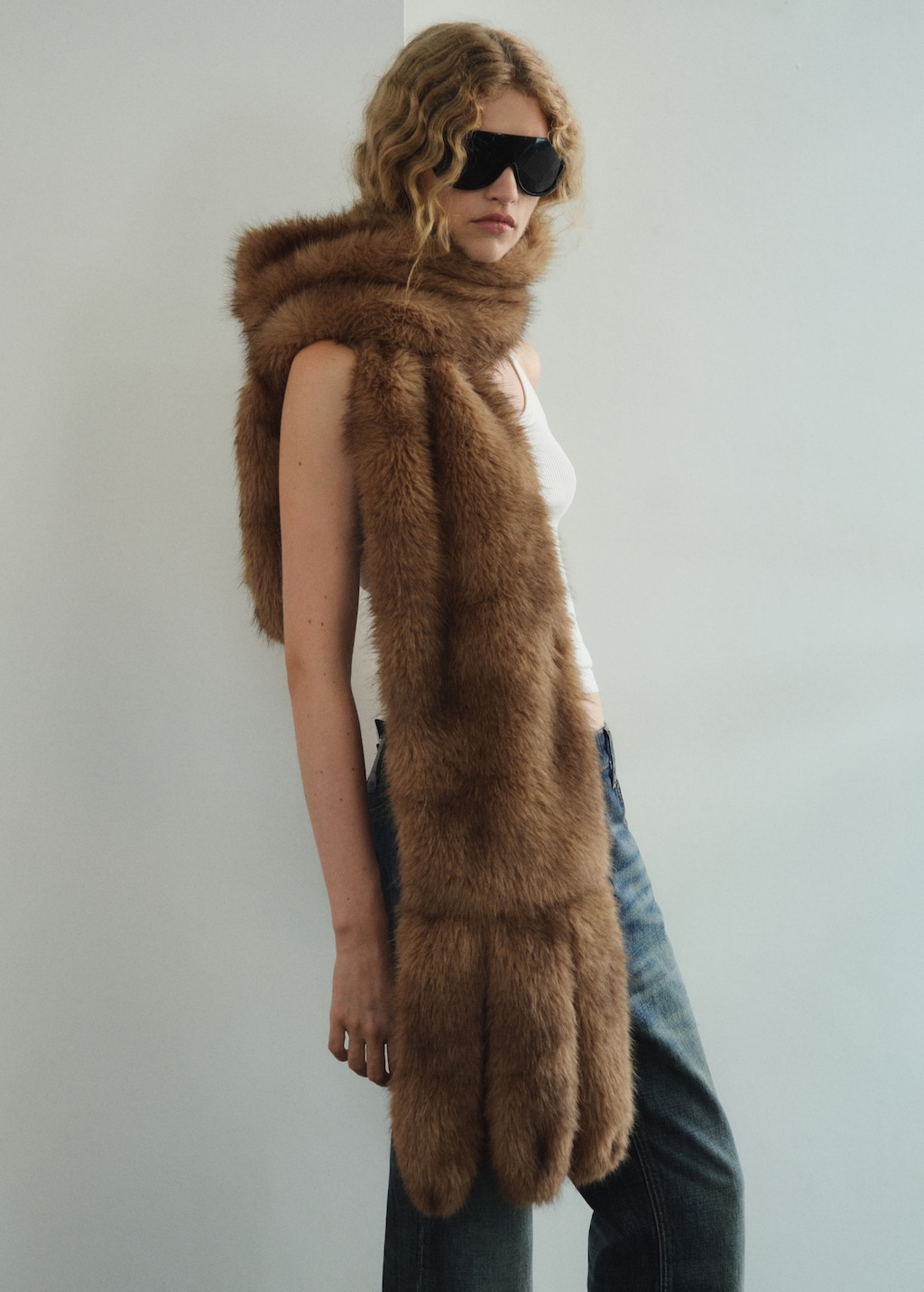 Long faux-fur scarf