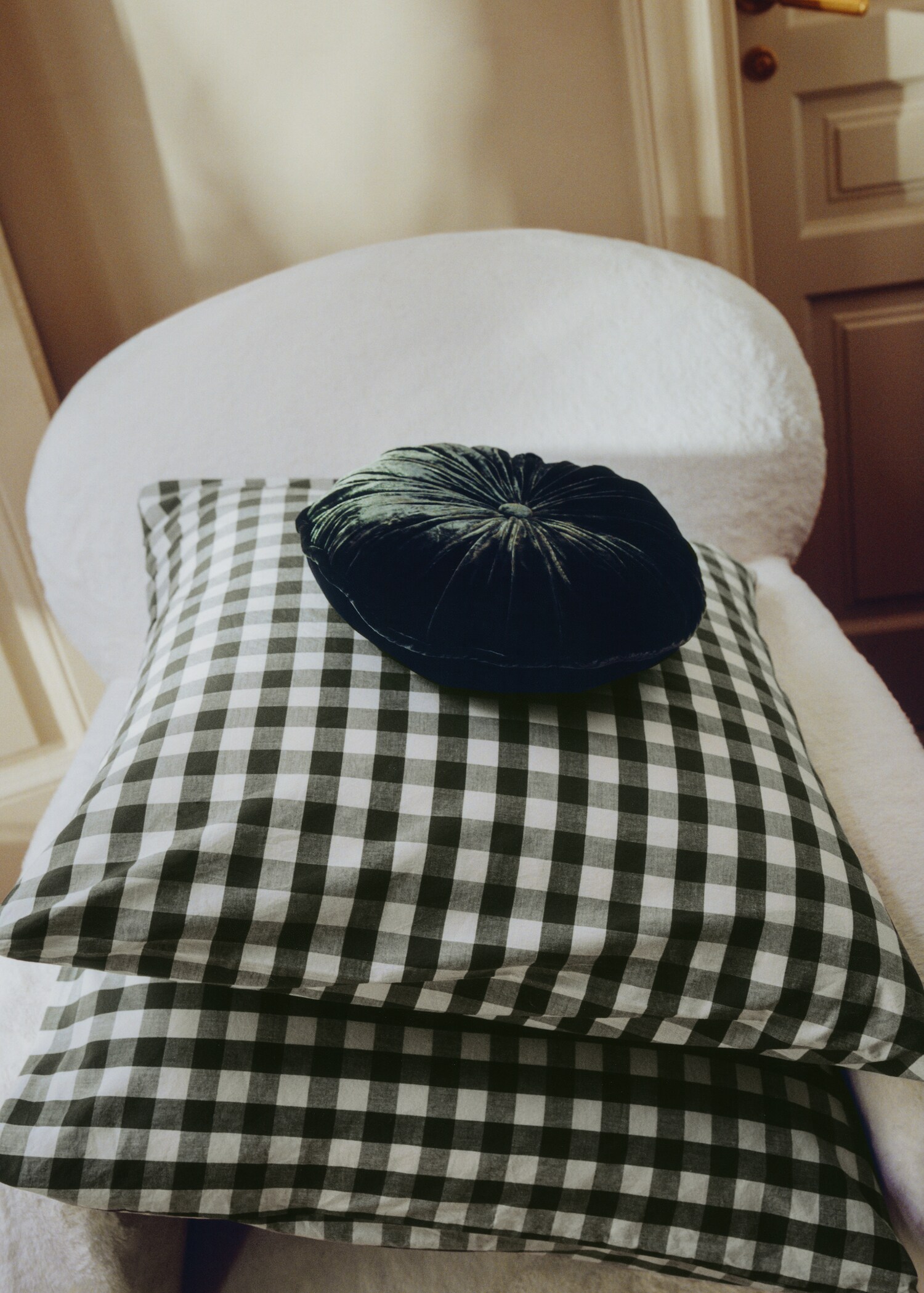 Δύο μαξιλαροθήκες βαμβάκι βαμμένα νήματα καρό 50x75 εκ - Λεπτομέρεια του προϊόντος 6