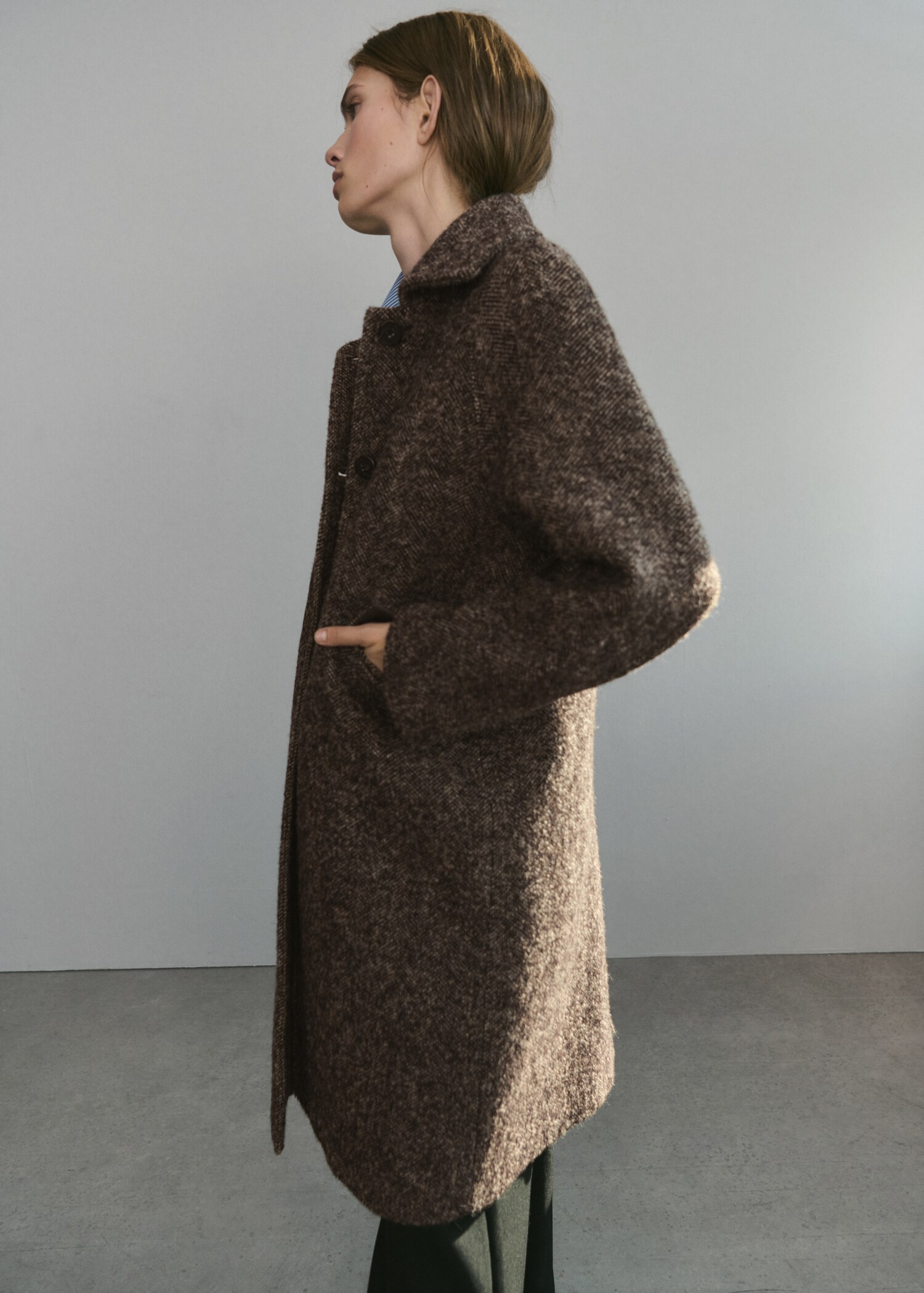 Παλτό από μάλλινο ύφασμα μελανζέ - Λεπτομέρεια του προϊόντος 1