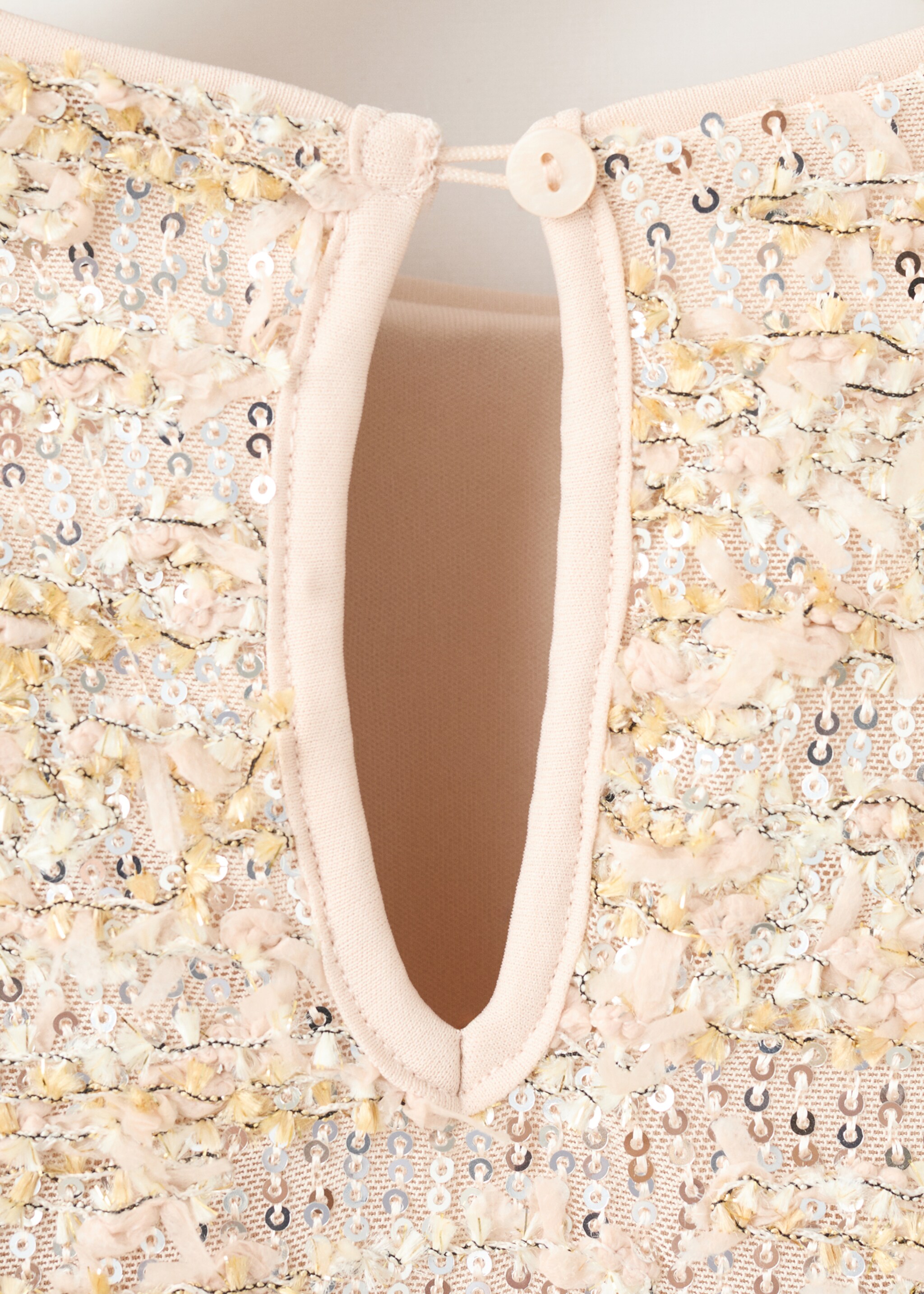 Short dress with sequins - Details of the article 8, Gold. Ref: 17039097-01.