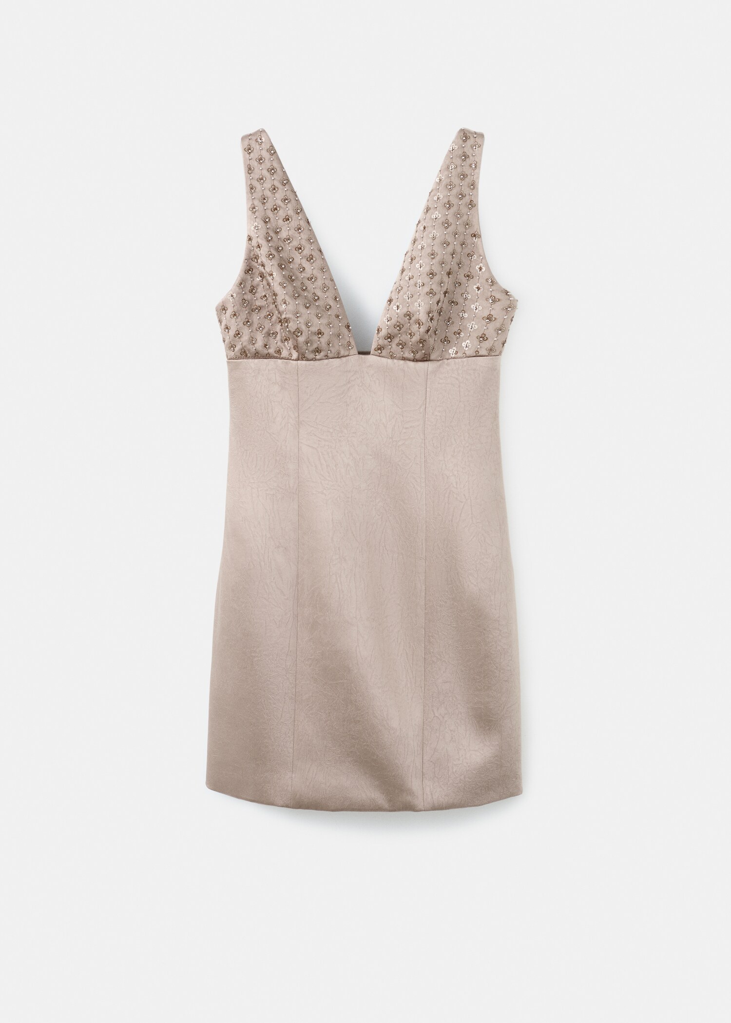 Robe satinée encolure paillettes - Article sans modèle