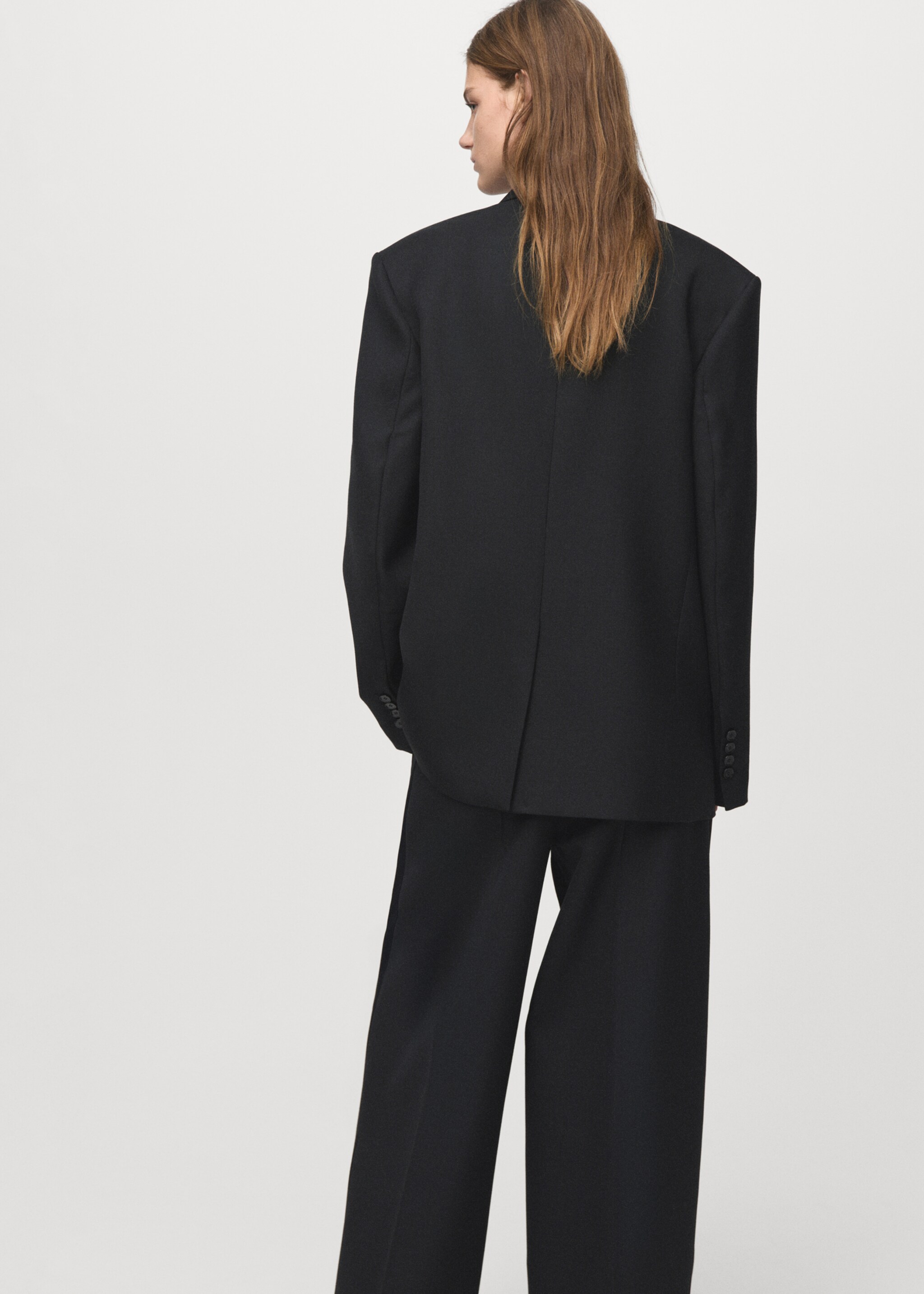 Wool-blend suit jacket with lapels - Reverse of the article, Black. Ref: 17039121-01.