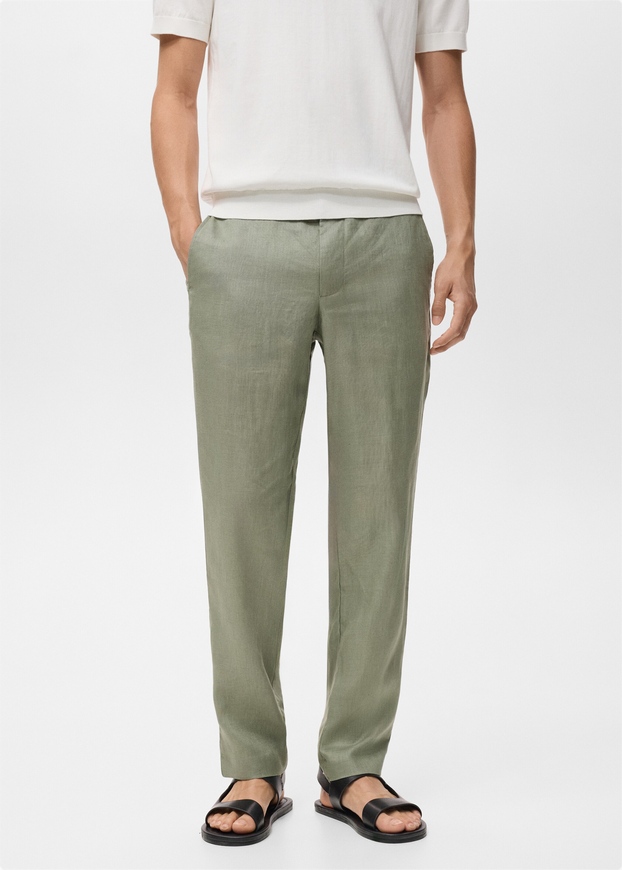 Slim-fit 100% linen trousers - Medium plane