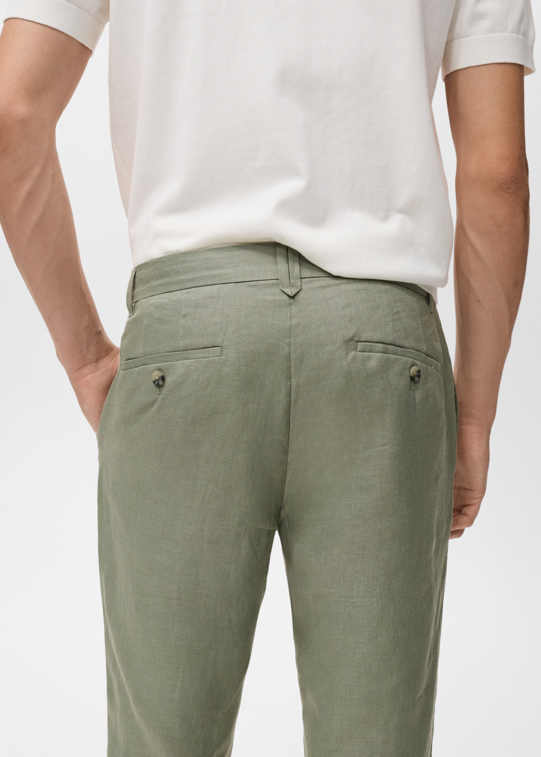 Slim-fit 100% linen trousers - Details of the article 3
