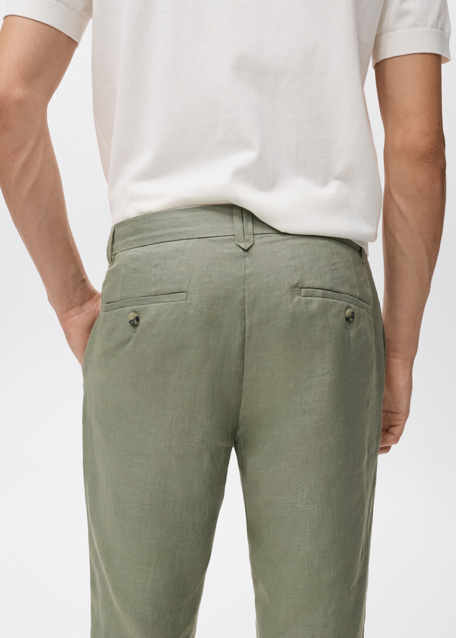 Slim-fit 100% linen trousers - Details of the article 3