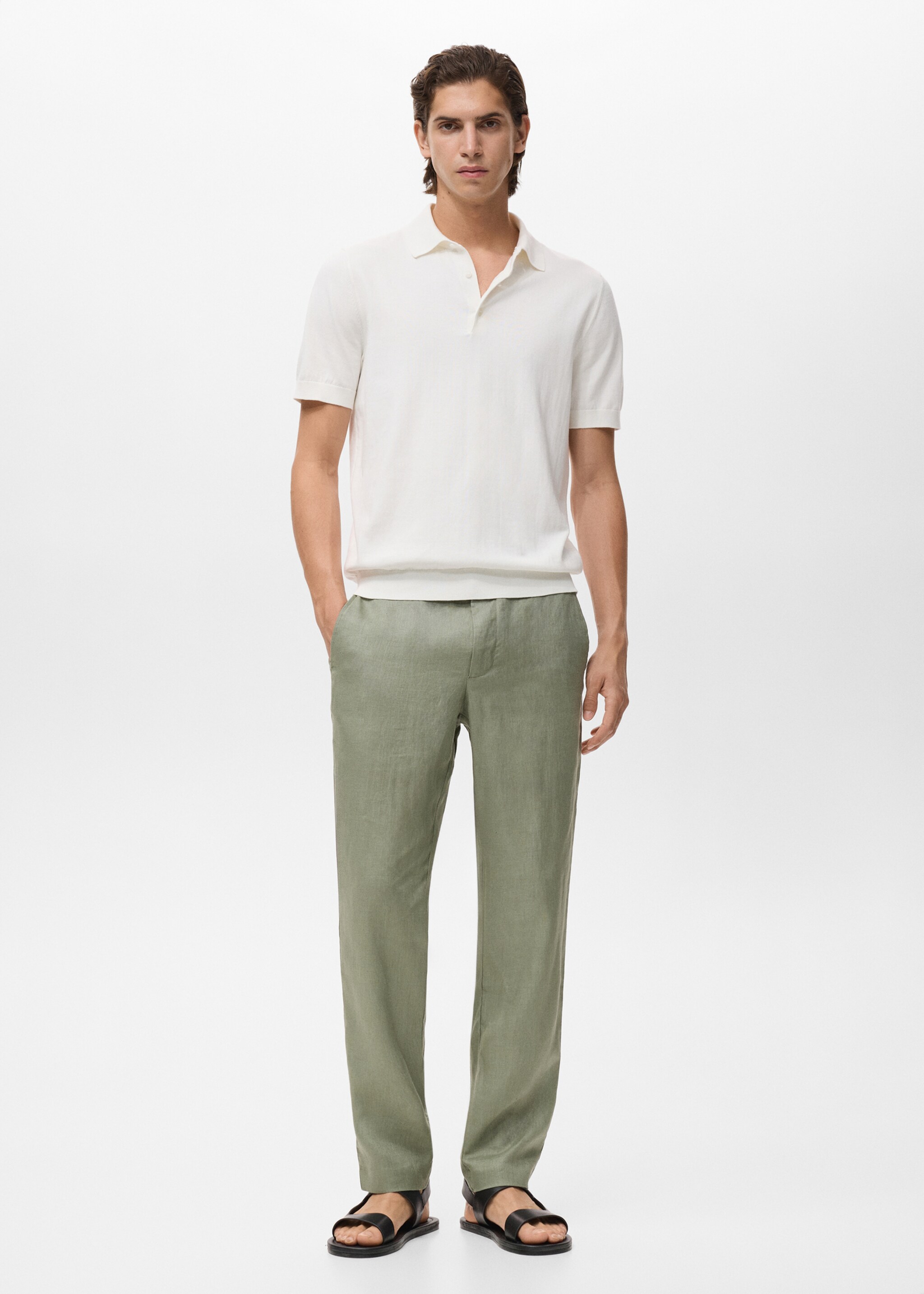 Slim-fit 100% linen trousers - General plane