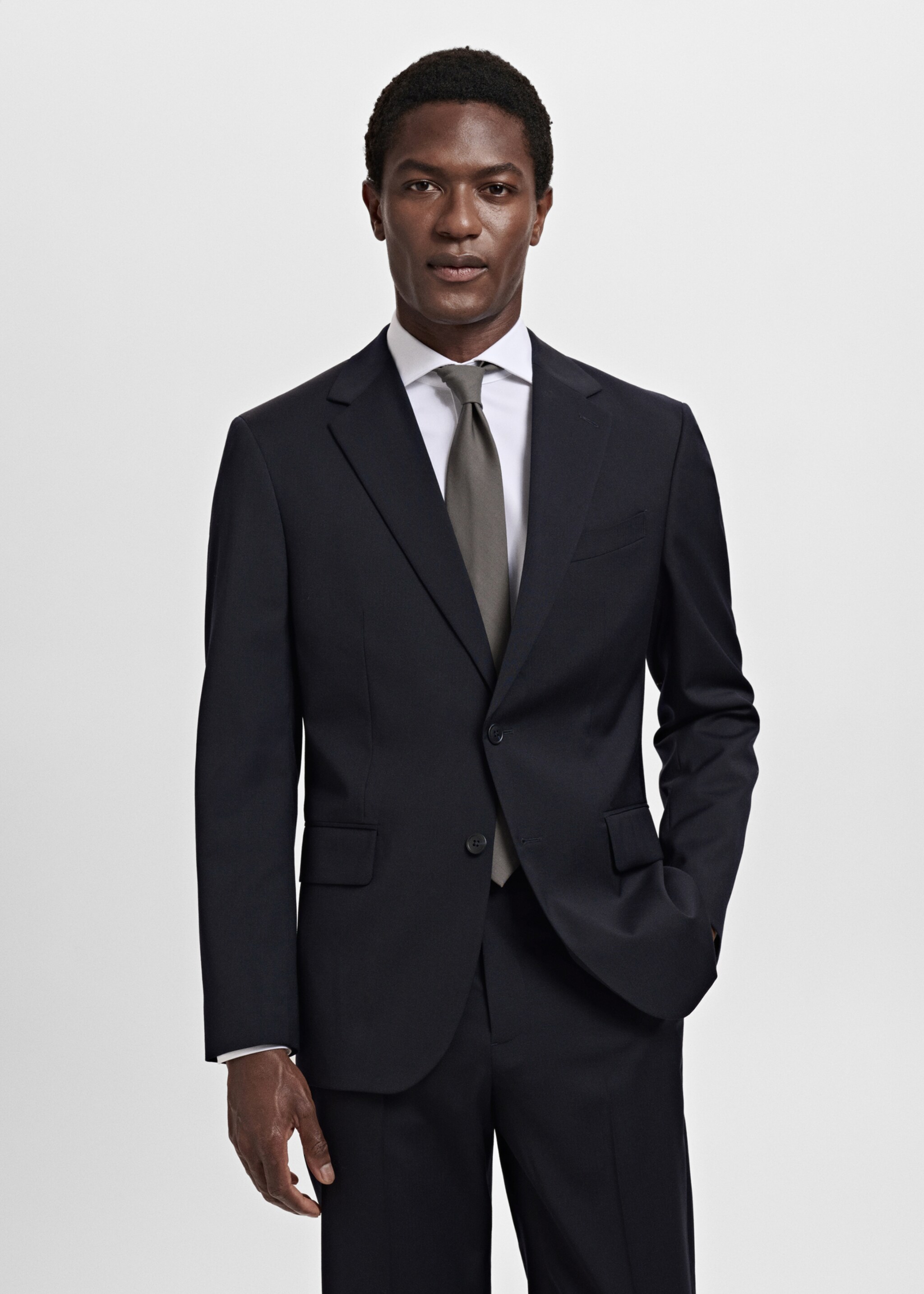 Turin 100% virgin wool suit jacket - Medium plane, Navy. Ref: 17041177-01.