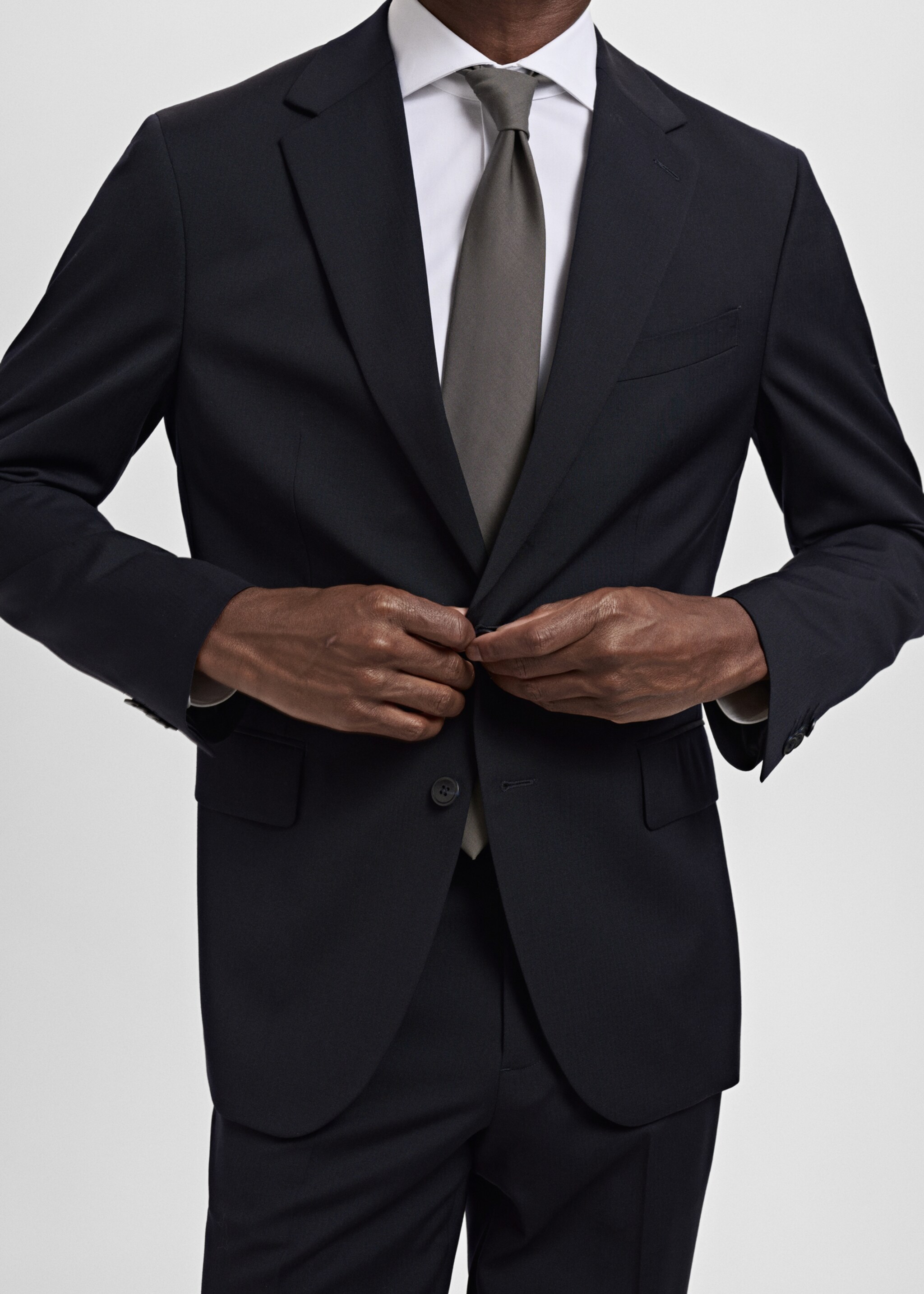 Turin 100% virgin wool suit jacket - Details of the article 3, Navy. Ref: 17041177-01.