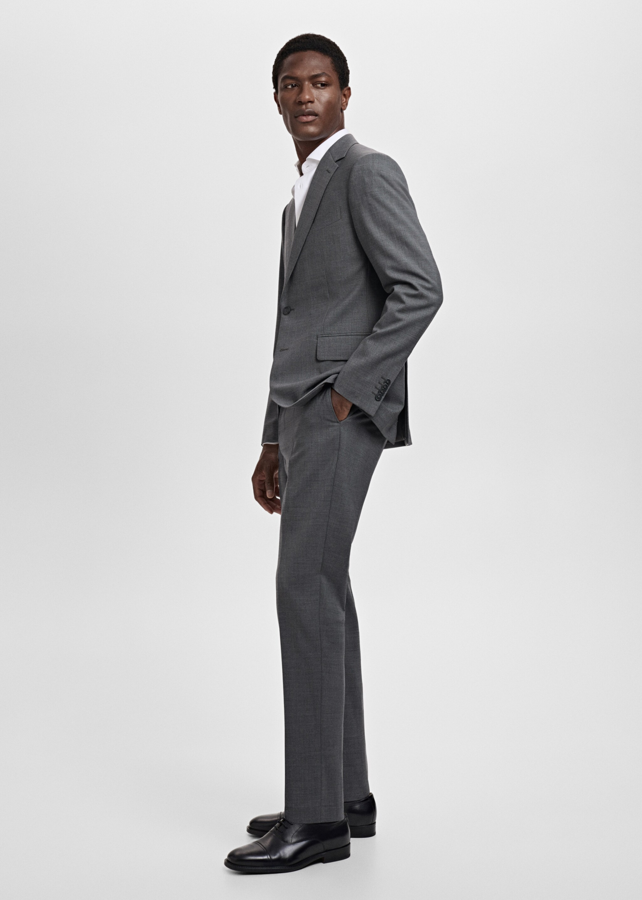 Turin 100% virgin wool suit jacket - Details of the article 2, Grey. Ref: 17041183-01.