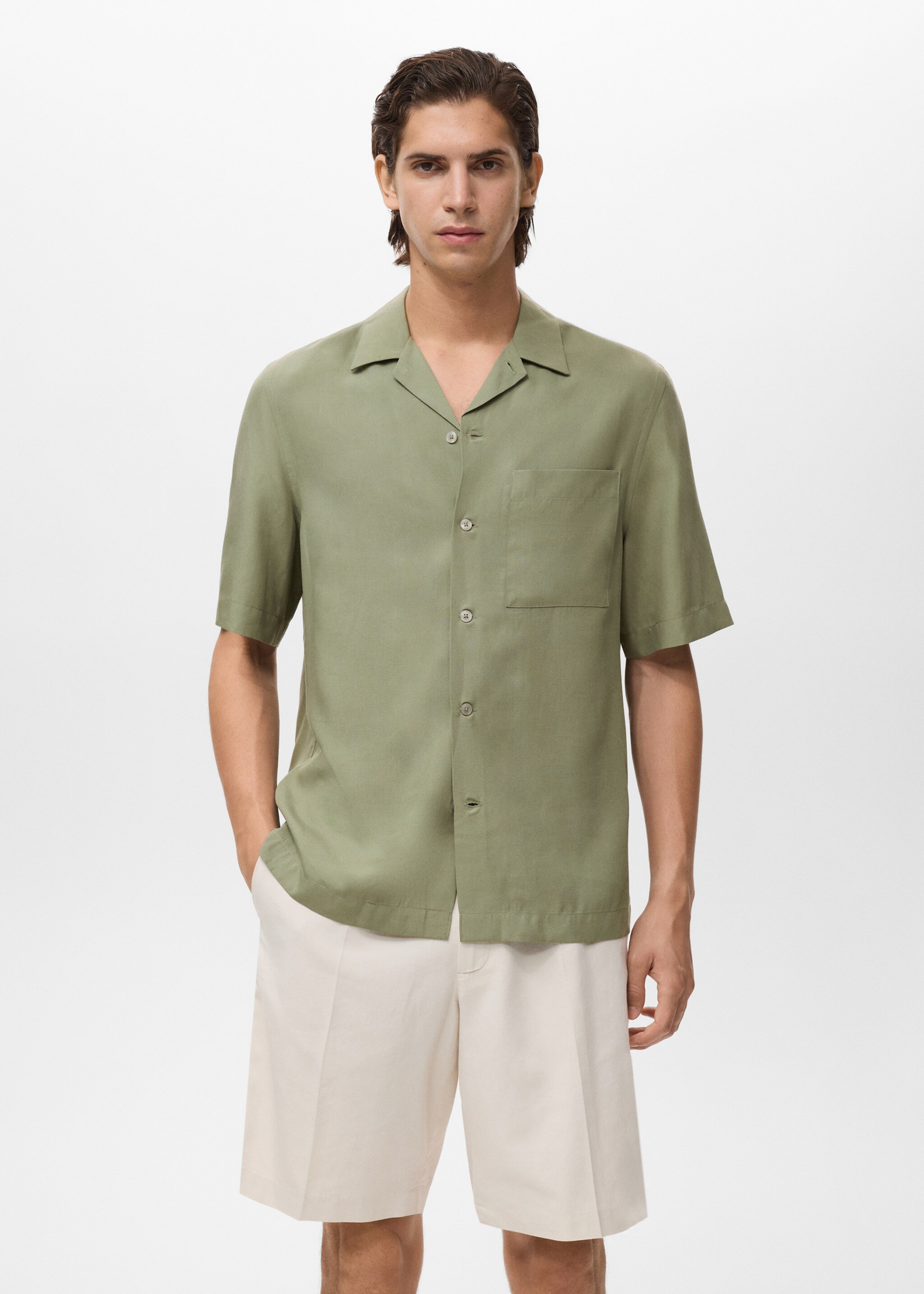 Regular-fit 100% Tencel shirt - Medium plane