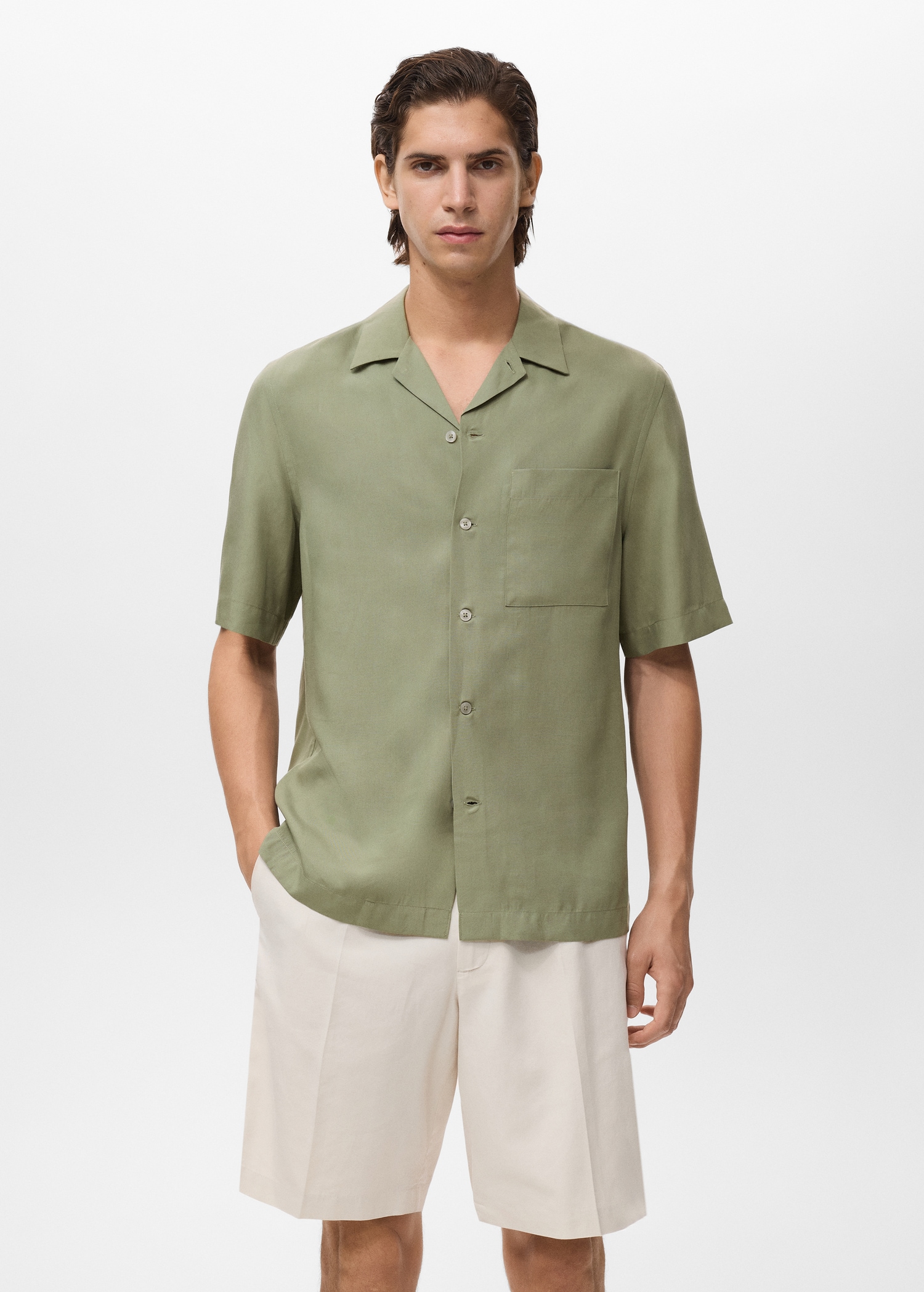 Regular-fit 100% Tencel shirt - Medium plane