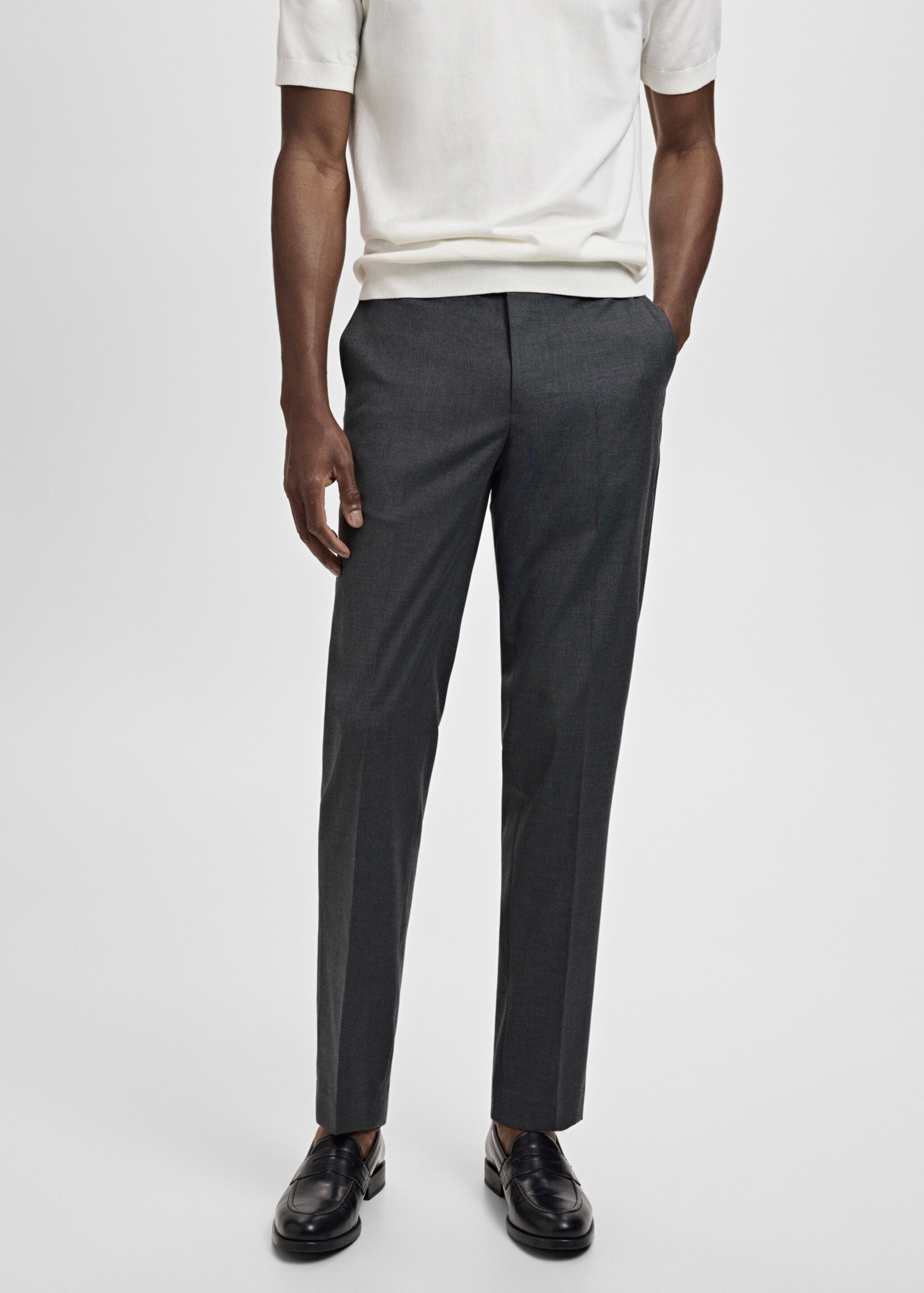 Milan slim-fit suit trousers - Medium plane