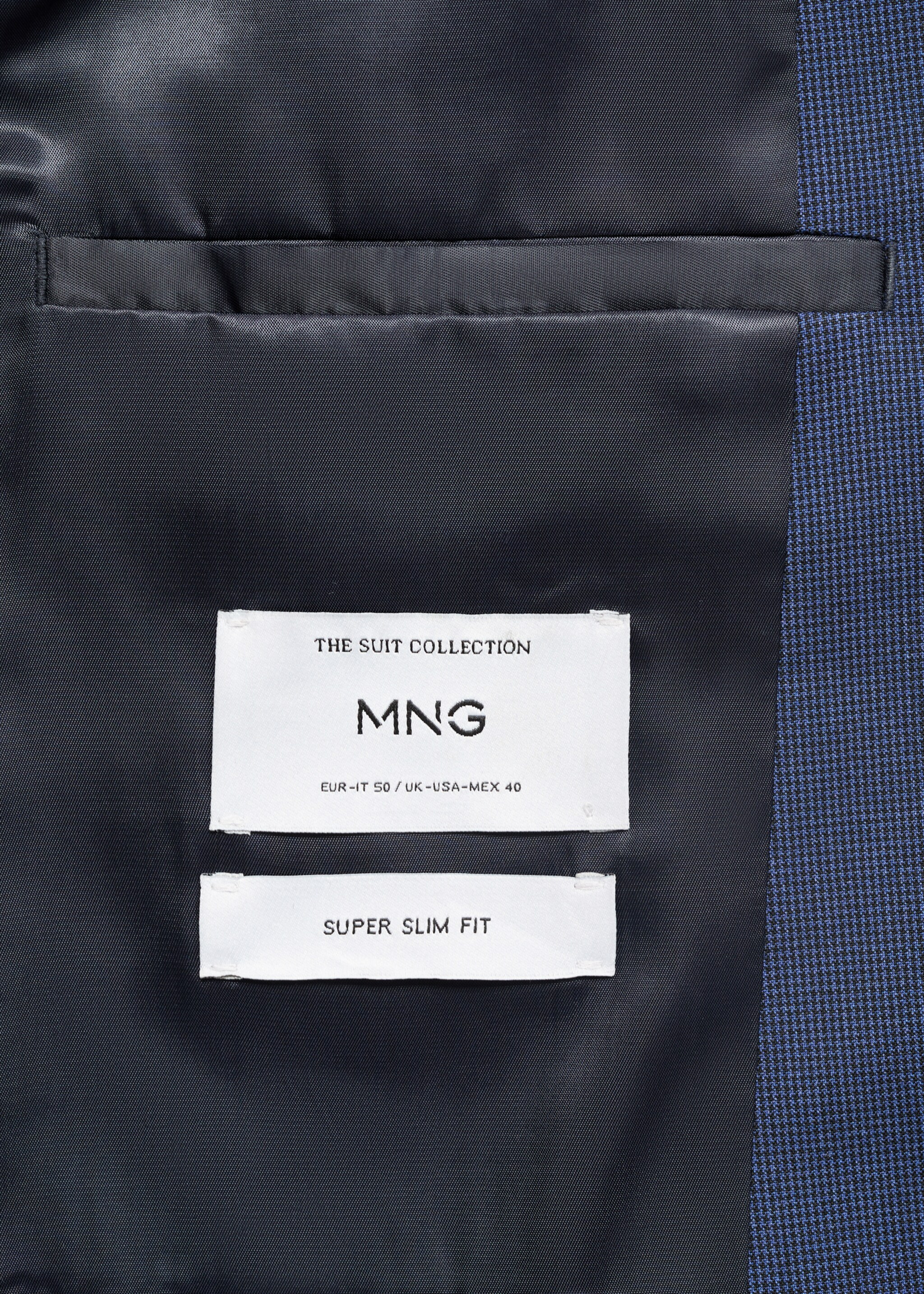 Super slim-fit suit jacket in stretch fabric - Details of the article 0, Ink Blue. Ref: 17041236-01.
