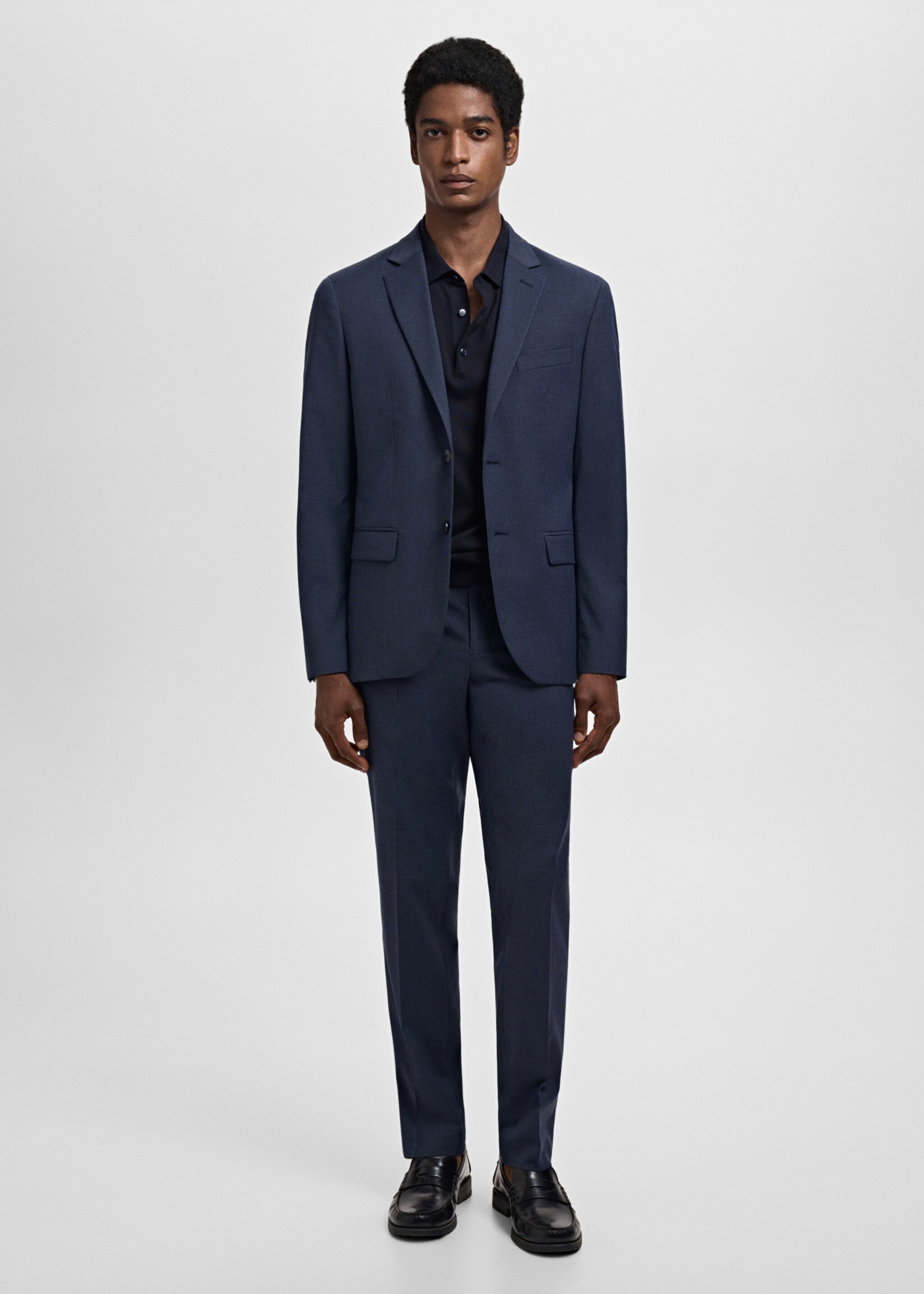 Super slim-fit suit jacket in stretch fabric - General plane, Ink Blue. Ref: 17041236-01.