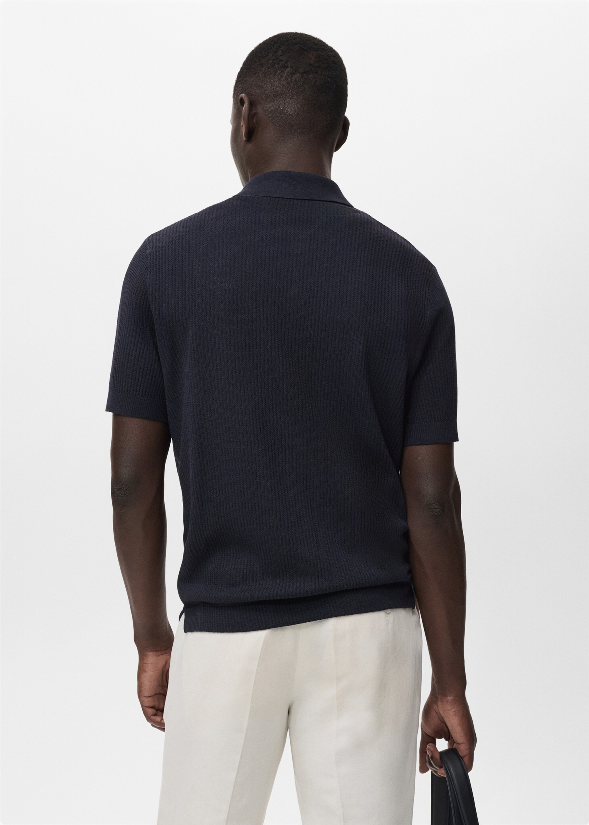 Rib-knit shirt - Reverse of the article, Navy. Ref: 17041244-01.