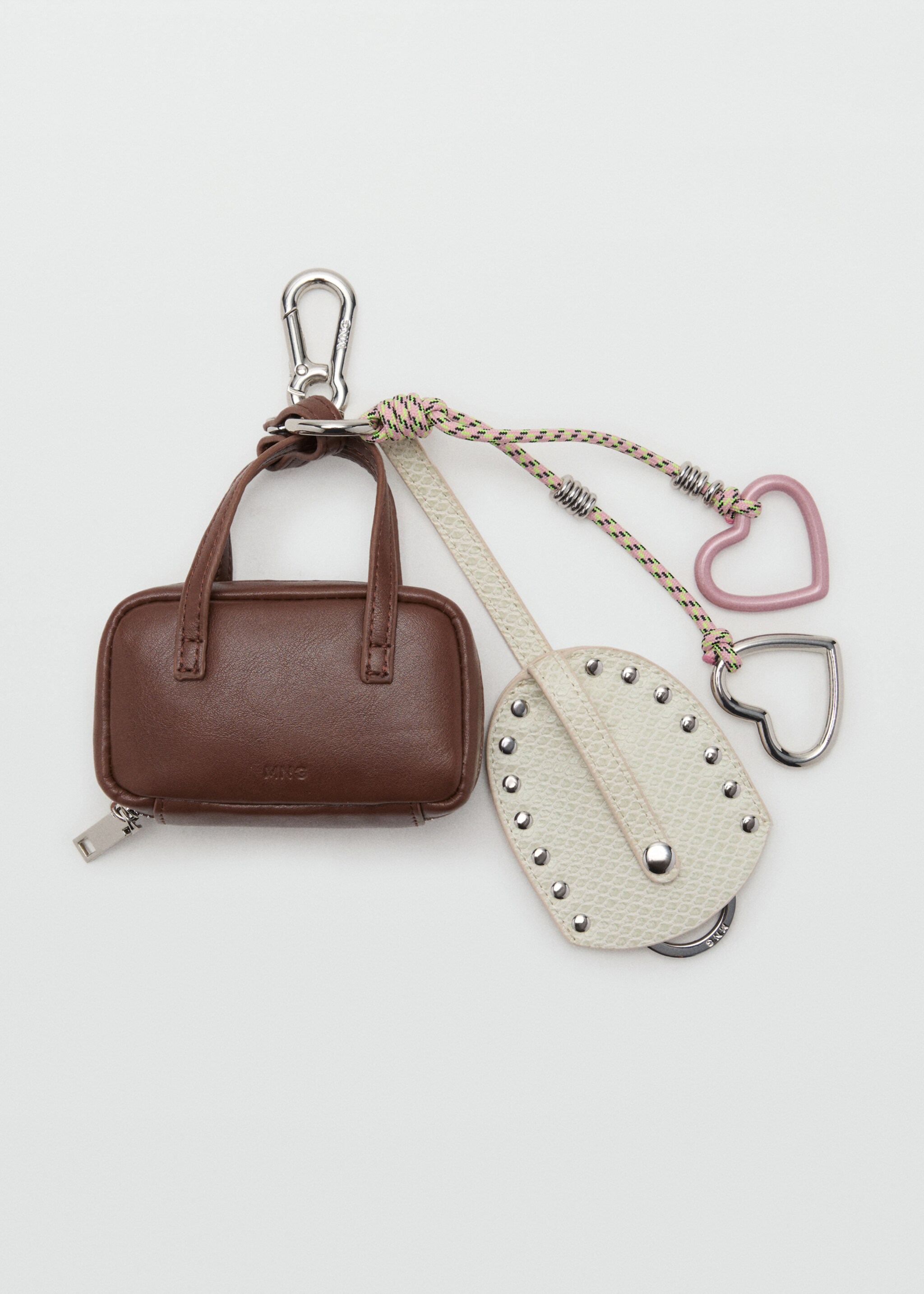 Bag with multi-charm keyring - Article without model, Brown. Ref: 17044443-01.