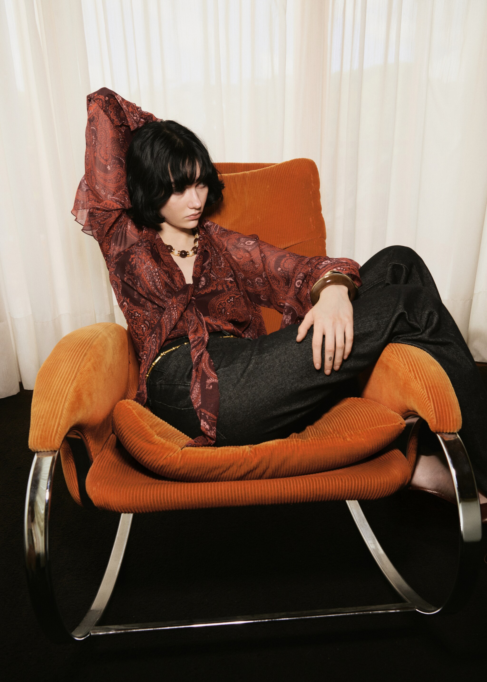 Paisley print blouse - Details of the article 2, Russet. Ref: 17045830-01.
