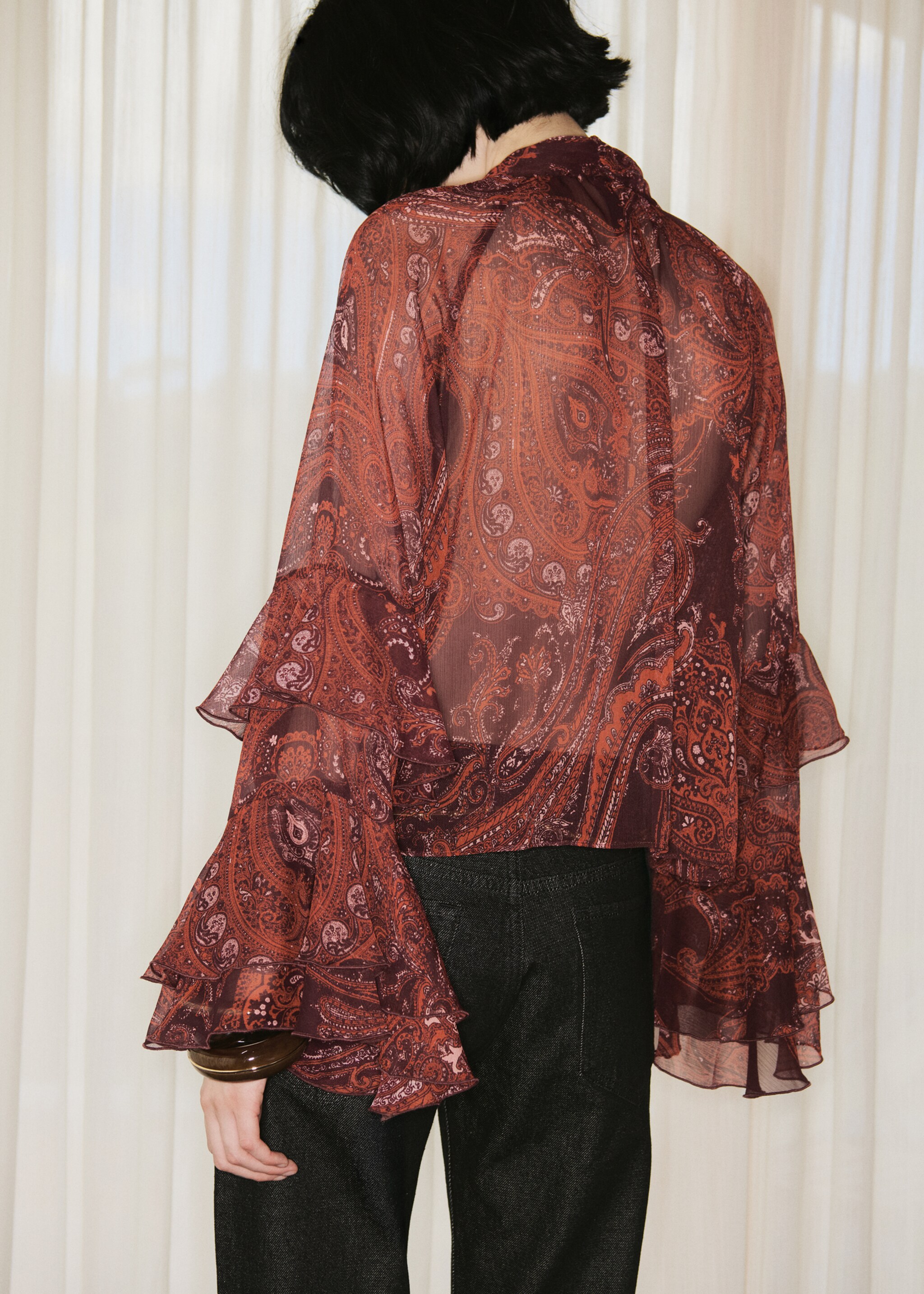 Paisley print blouse - Reverse of the article, Russet. Ref: 17045830-01.