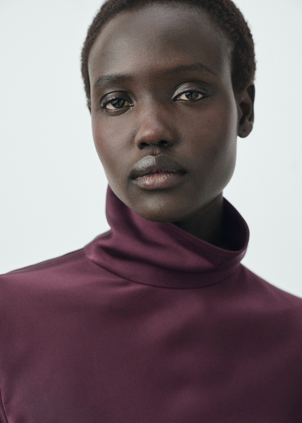 Satin high-neck dress